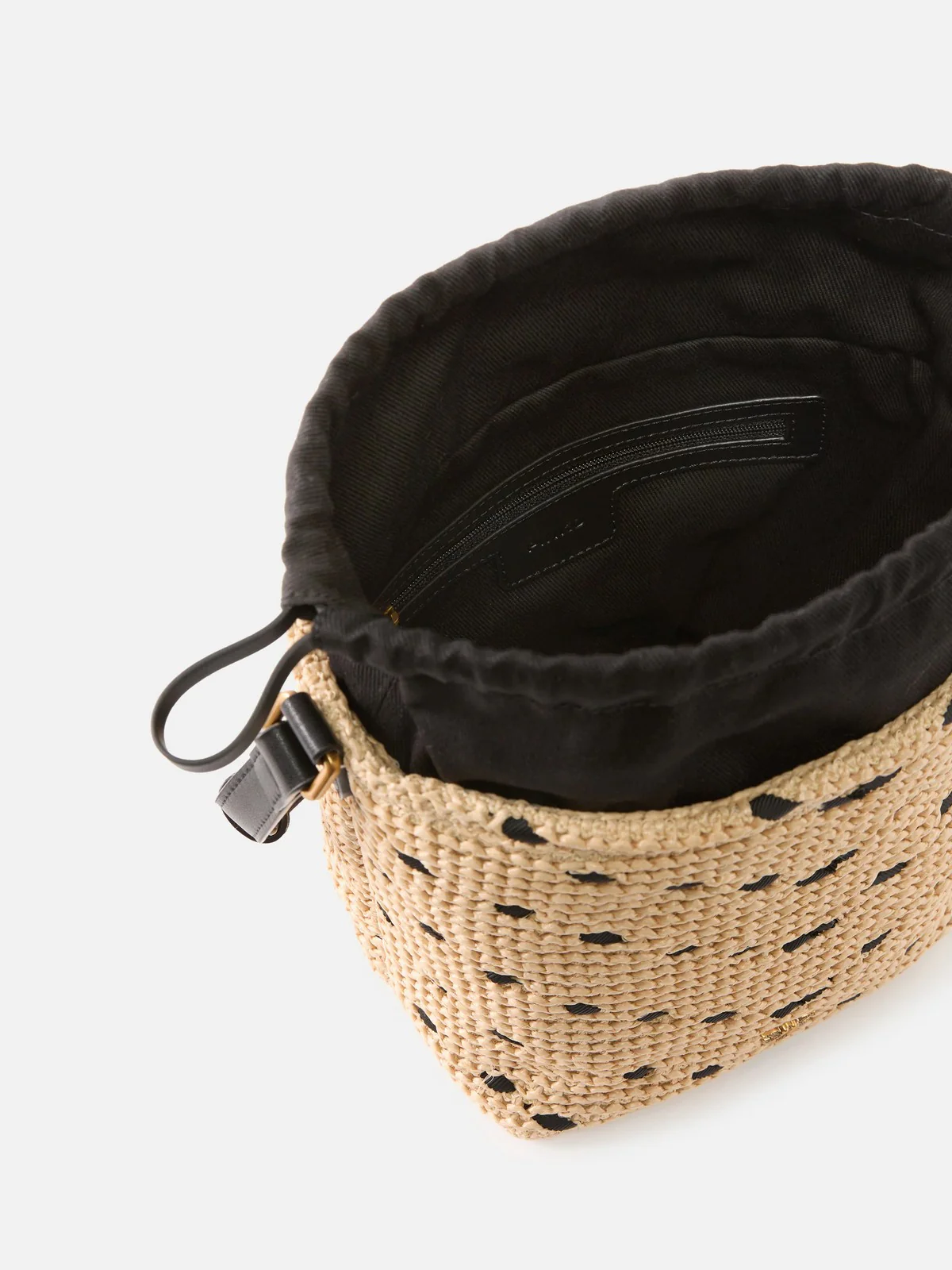 PINKO Borsa Donna BUCKET MINI CHEVRON RAFIA + VI 106835-A391 HZ3Q PAGLIA/NERO-ANTIQUE GOLD - Image 4