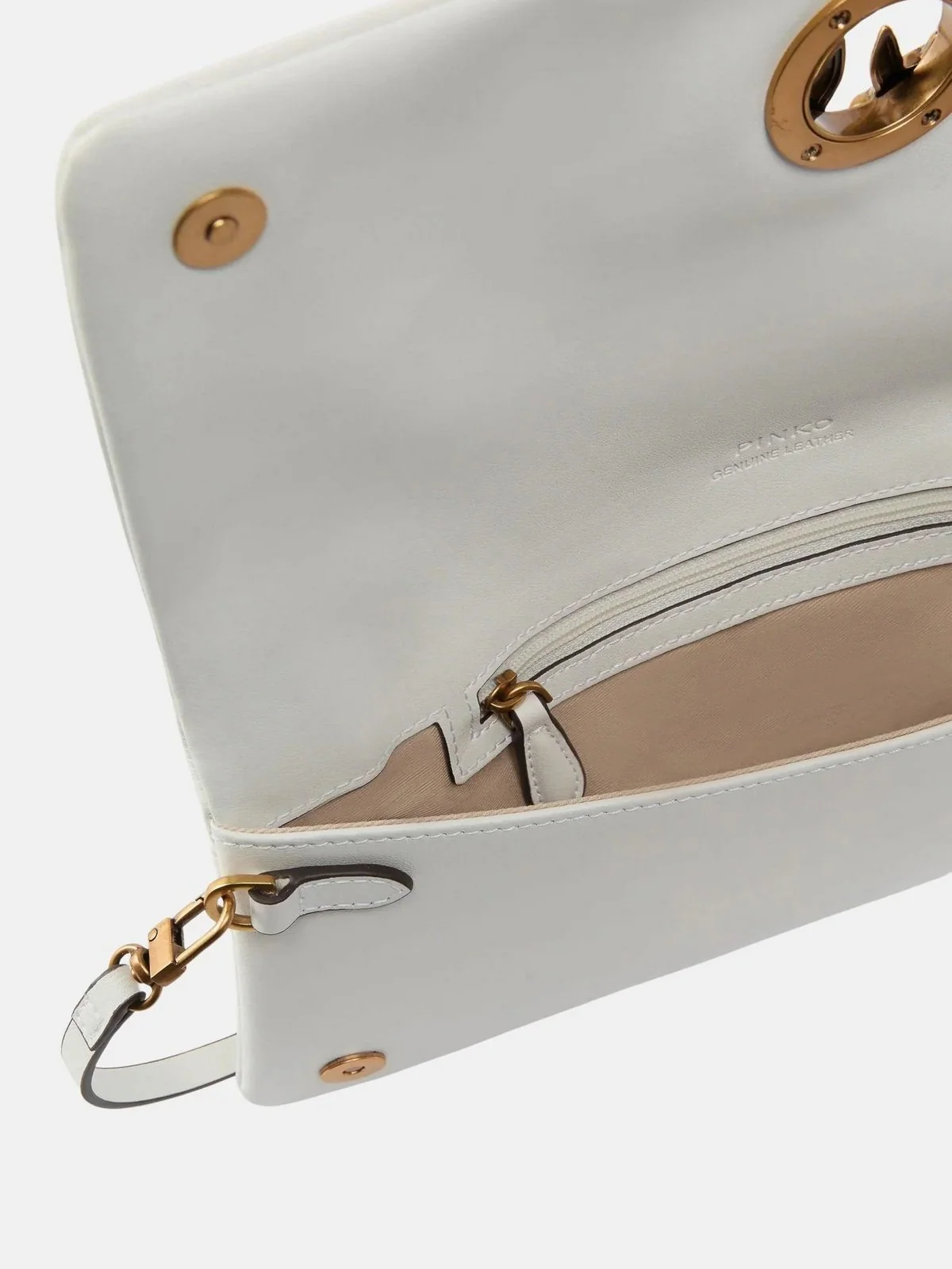 PINKO Borsa Donna CLICK SOFT HORIZONTAL CLASSIC 106022-A0QO Z15Q BIANCO NEMBO-ANTIQUE GOLD - Image 4