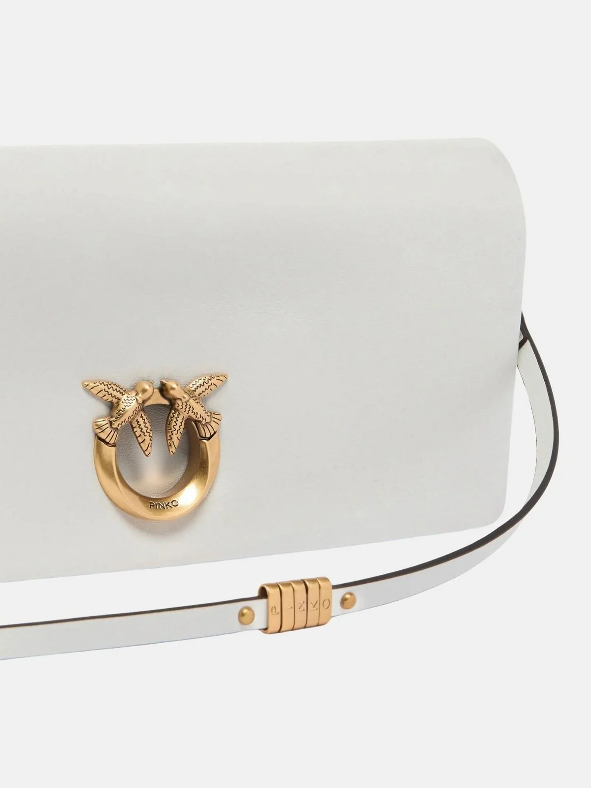 PINKO Borsa Donna CLICK SOFT HORIZONTAL CLASSIC 106022-A0QO Z15Q BIANCO NEMBO-ANTIQUE GOLD - Image 5