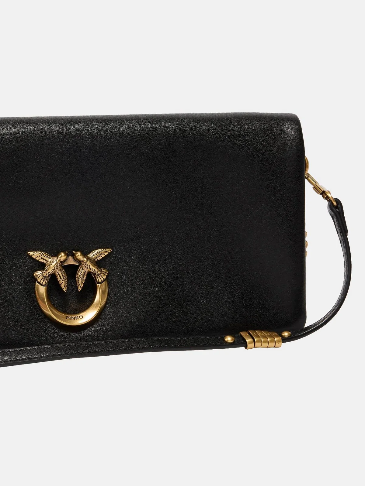 PINKO Borsa Donna CLICK SOFT HORIZONTAL CLASSIC 106022-A0QO Z99Q NERO-ANTIQUE GOLD - Image 5