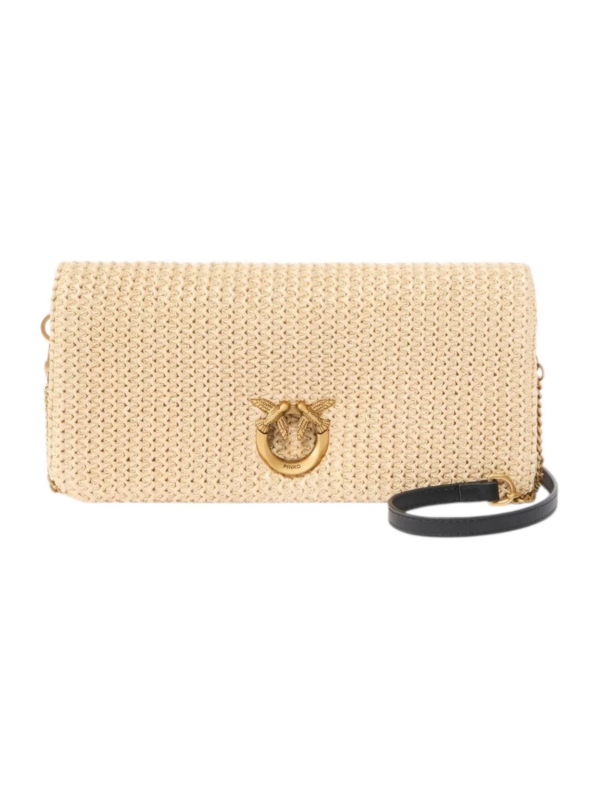 PINKO Borsa Donna CLICK SOFT HORIZONTAL CLASSIC 106022-A391 C24Q RAFIA/NERO-ANTIQUE GOLD