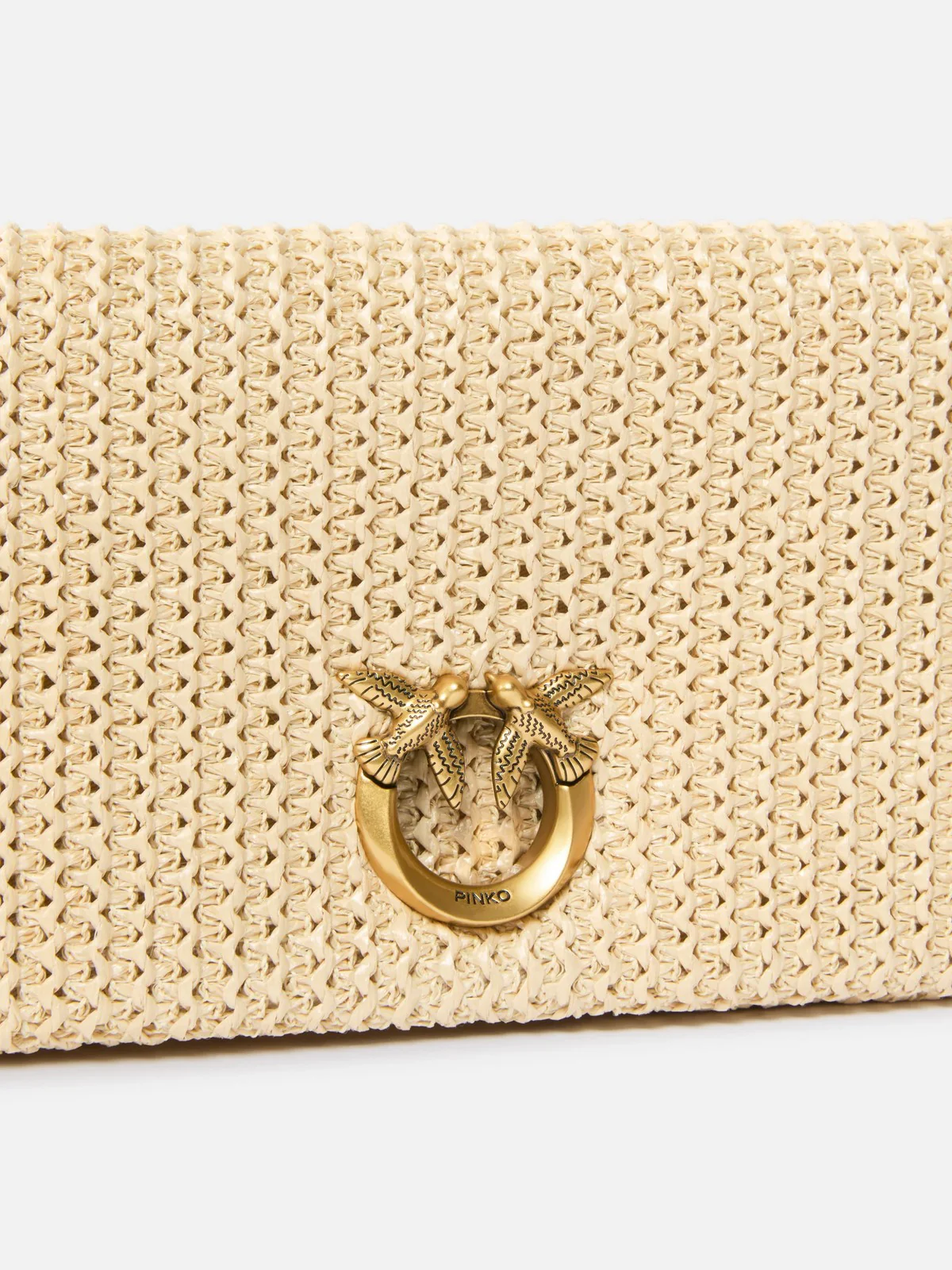 PINKO Borsa Donna CLICK SOFT HORIZONTAL CLASSIC 106022-A391 C24Q RAFIA/NERO-ANTIQUE GOLD - Image 4