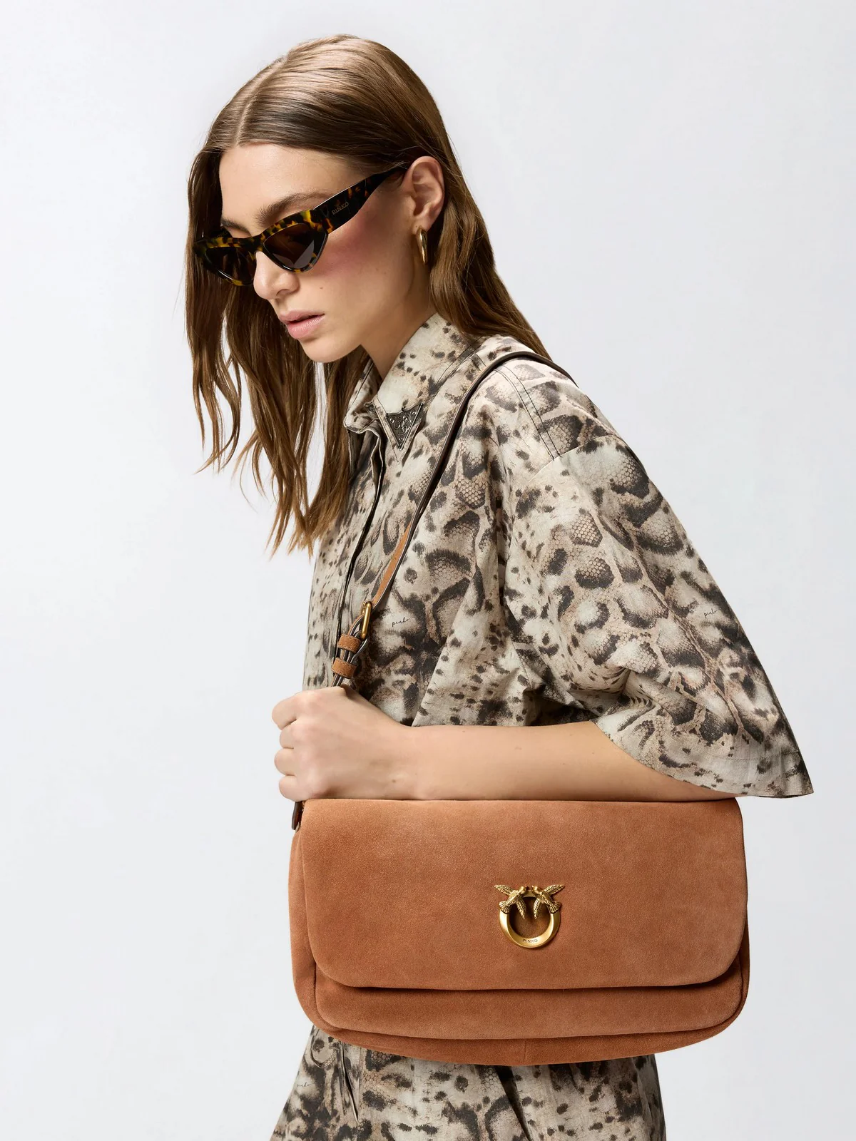 PINKO Borsa Donna CLICK SOFT HORIZONTAL HANDLE C 106178-A0F6 L17Q MARRONE - LEONE-ANTIQUE GOLD - Image 2