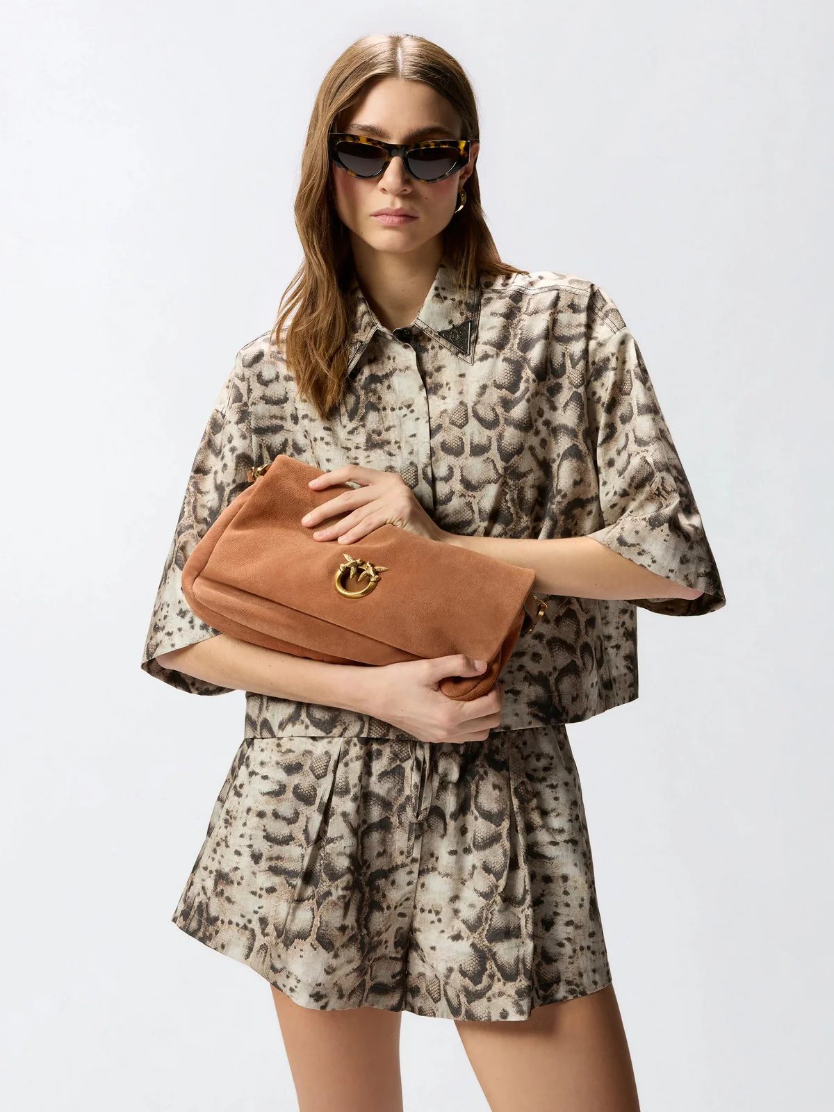 PINKO Borsa Donna CLICK SOFT HORIZONTAL HANDLE C 106178-A0F6 L17Q MARRONE - LEONE-ANTIQUE GOLD - Image 5