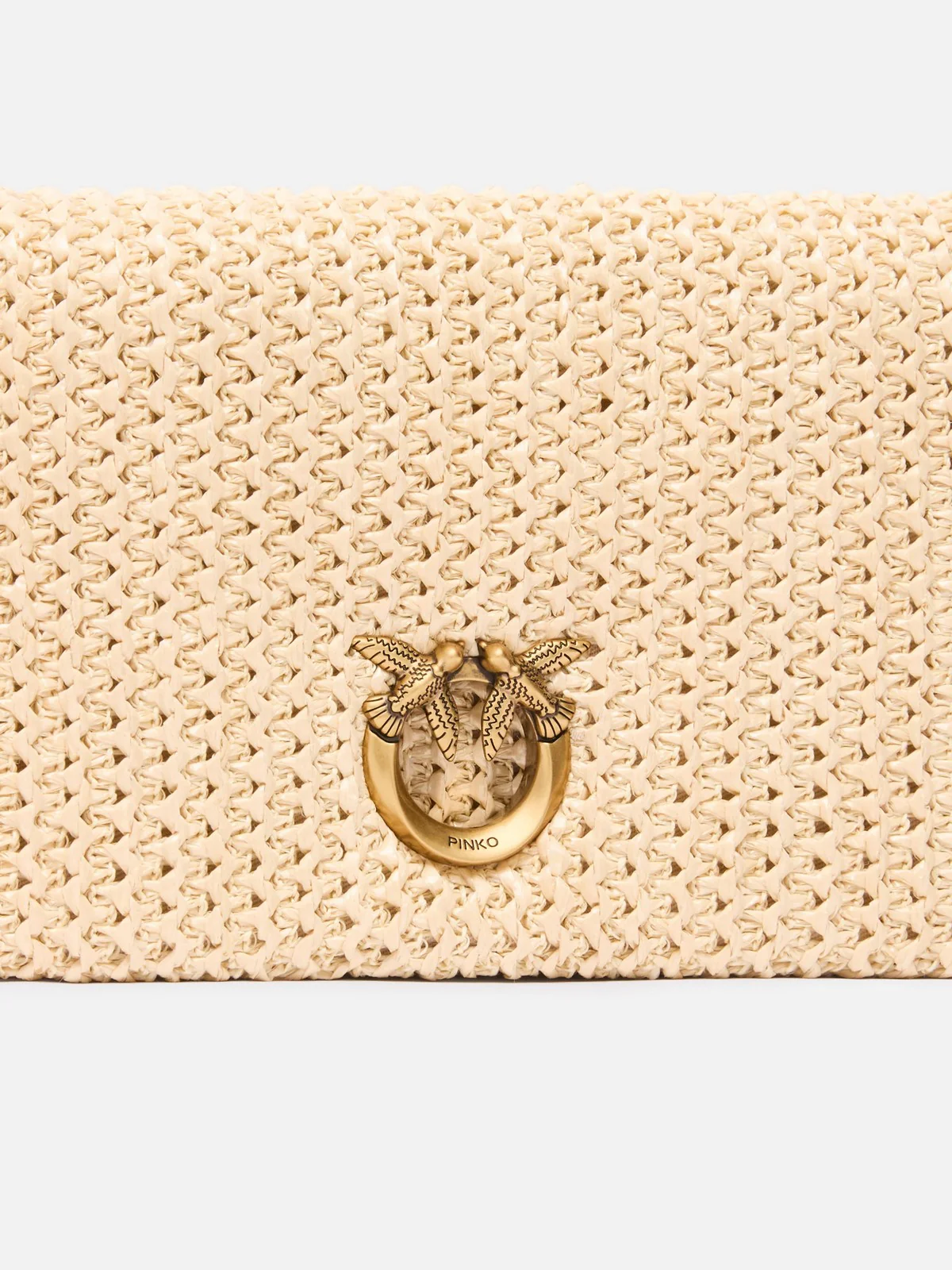 PINKO Borsa Donna CLICK SOFT HORIZONTAL MINI RAF 106023-A391 C24Q RAFIA/NERO-ANTIQUE GOLD - Image 3