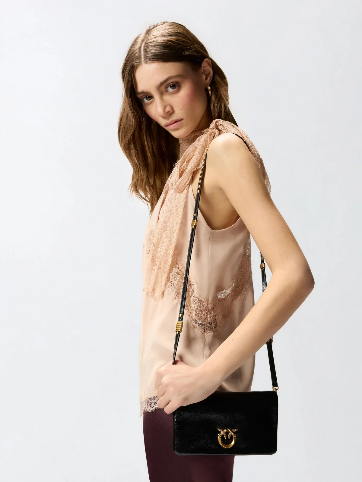 PINKO Borsa Donna CLICK SOFT HORIZONTAL MINI SHI 106023-A315 Z99Q NERO-ANTIQUE GOLD - Image 2