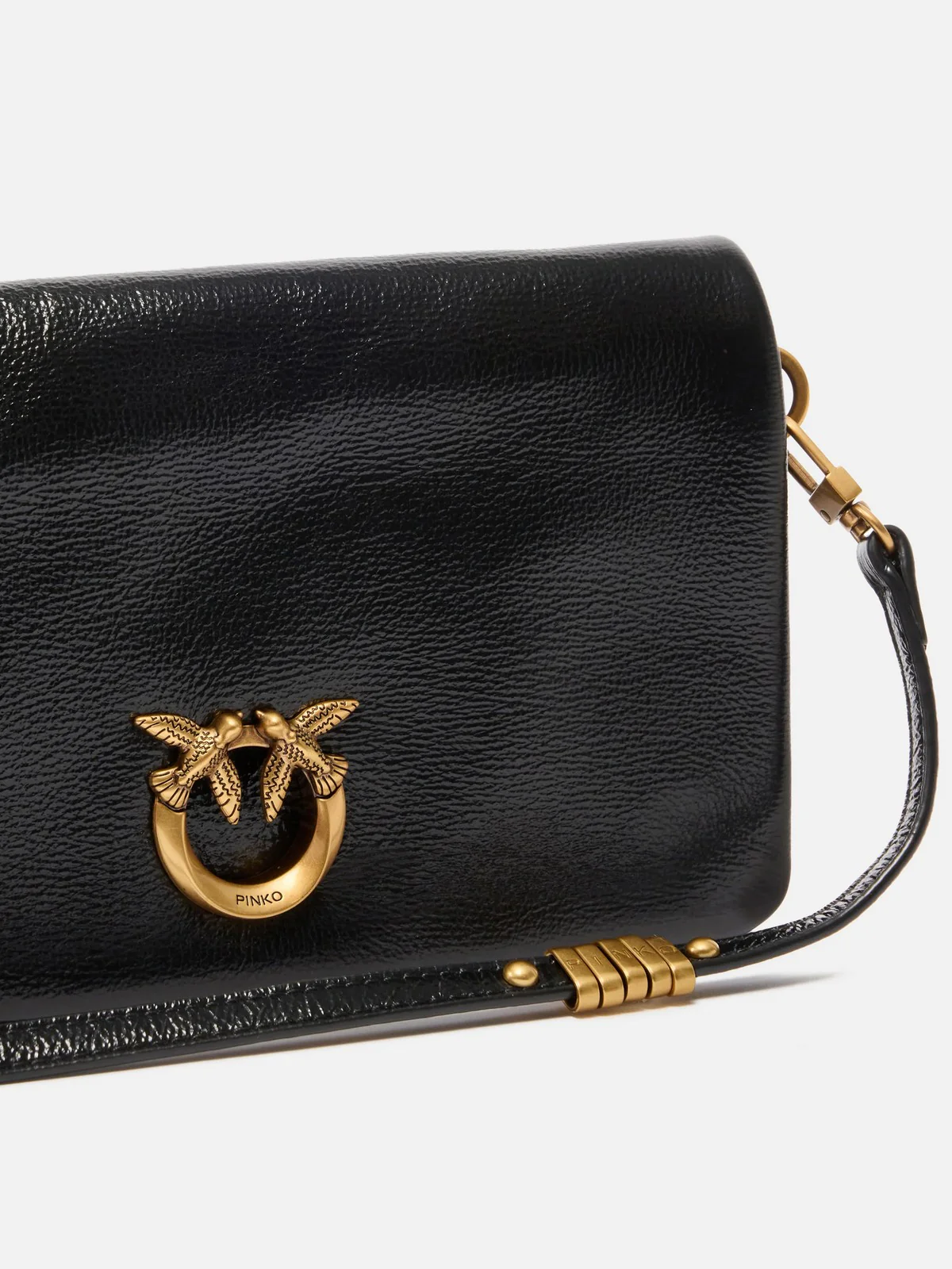 PINKO Borsa Donna CLICK SOFT HORIZONTAL MINI SHI 106023-A315 Z99Q NERO-ANTIQUE GOLD - Image 4