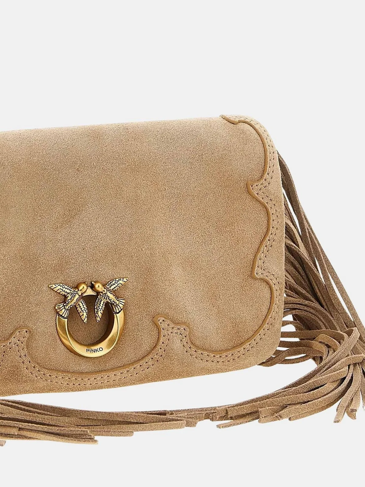 PINKO Borsa Donna CLICK SOFT HORIZONTAL MINI SUE 106023-A39A L08Q BEIGE-SCOIATTOLO-ANTIQUE GOLD - Image 4