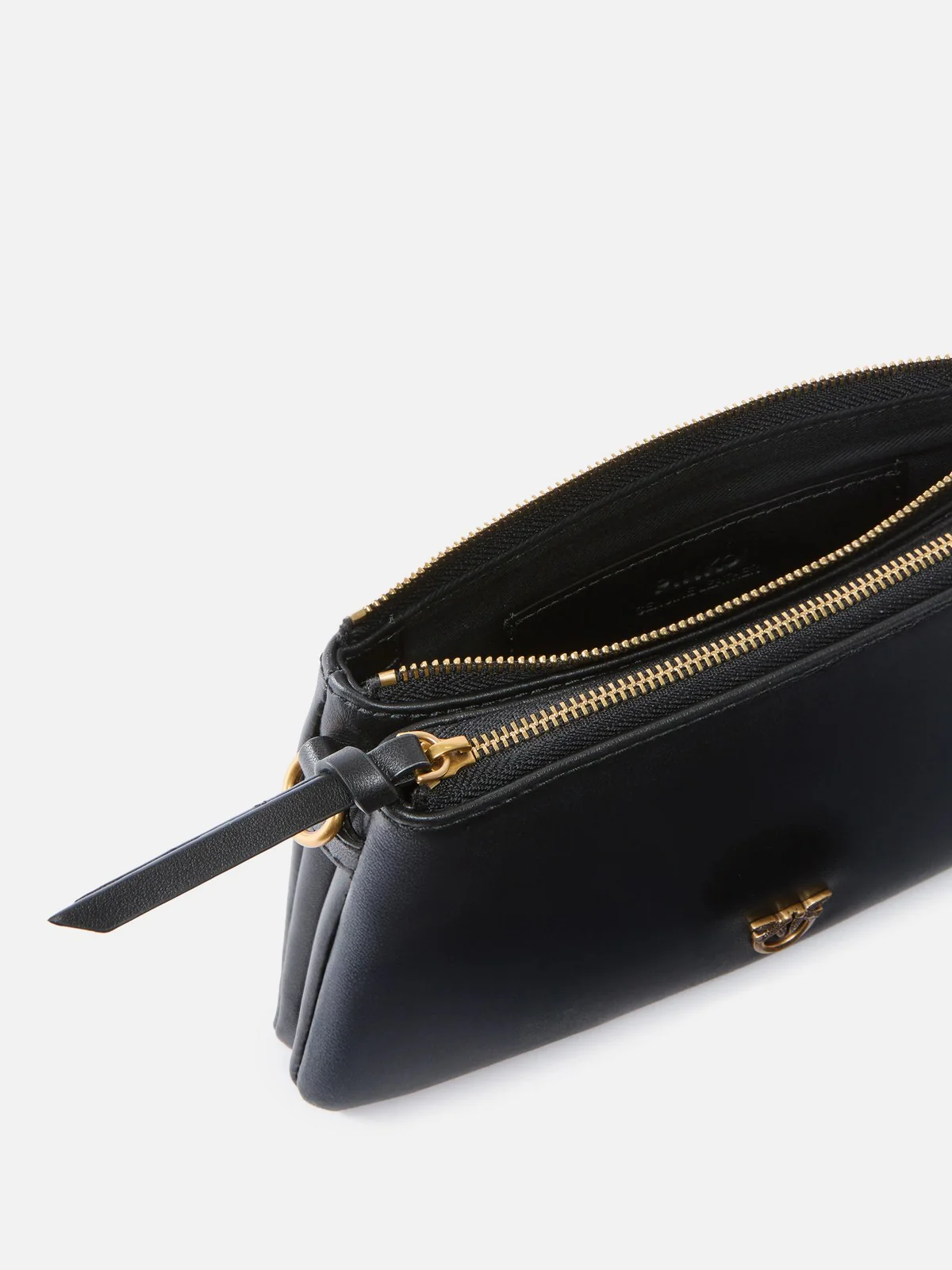 PINKO Borsa Donna DOUBLE MINI VITELLO MORBIDO 105359-A0QO Z99Q NERO-ANTIQUE GOLD - Image 4
