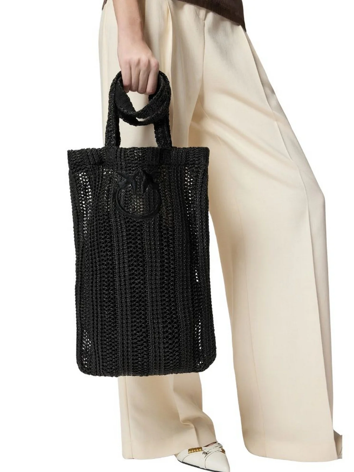 PINKO Borsa Donna EASY TOTE BAG RAFIA 106728-A39Y Z99 NERO LIMOUSINE - Image 5