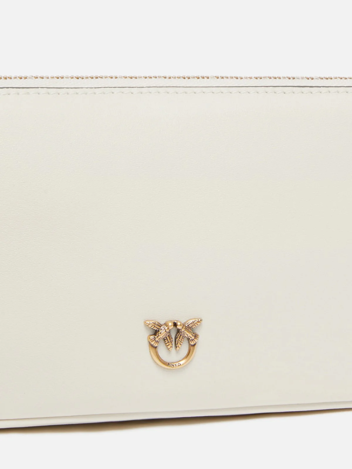 PINKO Borsa Donna HALF MOON HORIZONTAL MINI VITE 105069-A0QO Z14Q BIANCO SETA-ANTIQUE GOLD - Image 3