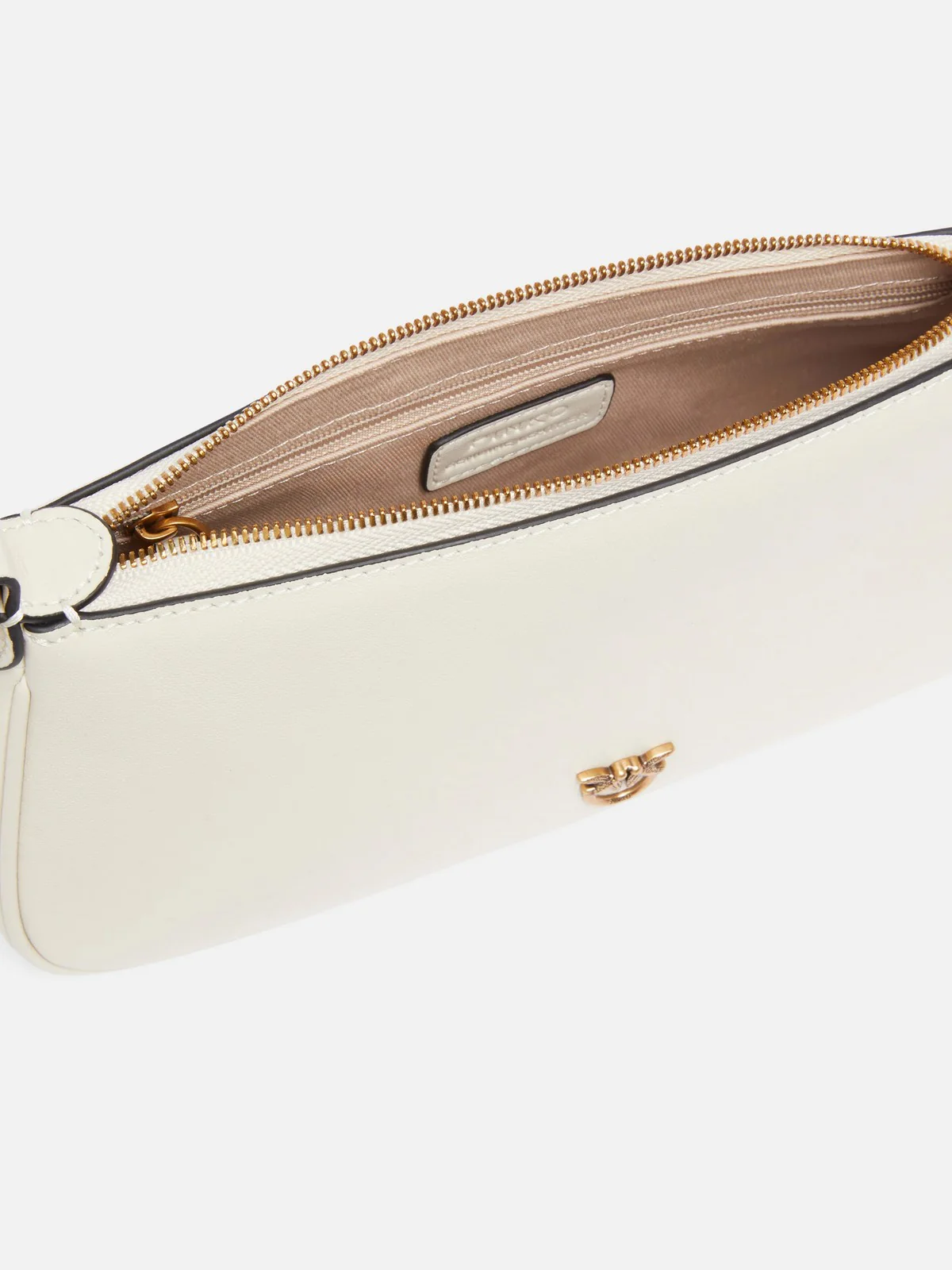 PINKO Borsa Donna HALF MOON HORIZONTAL MINI VITE 105069-A0QO Z14Q BIANCO SETA-ANTIQUE GOLD - Image 4