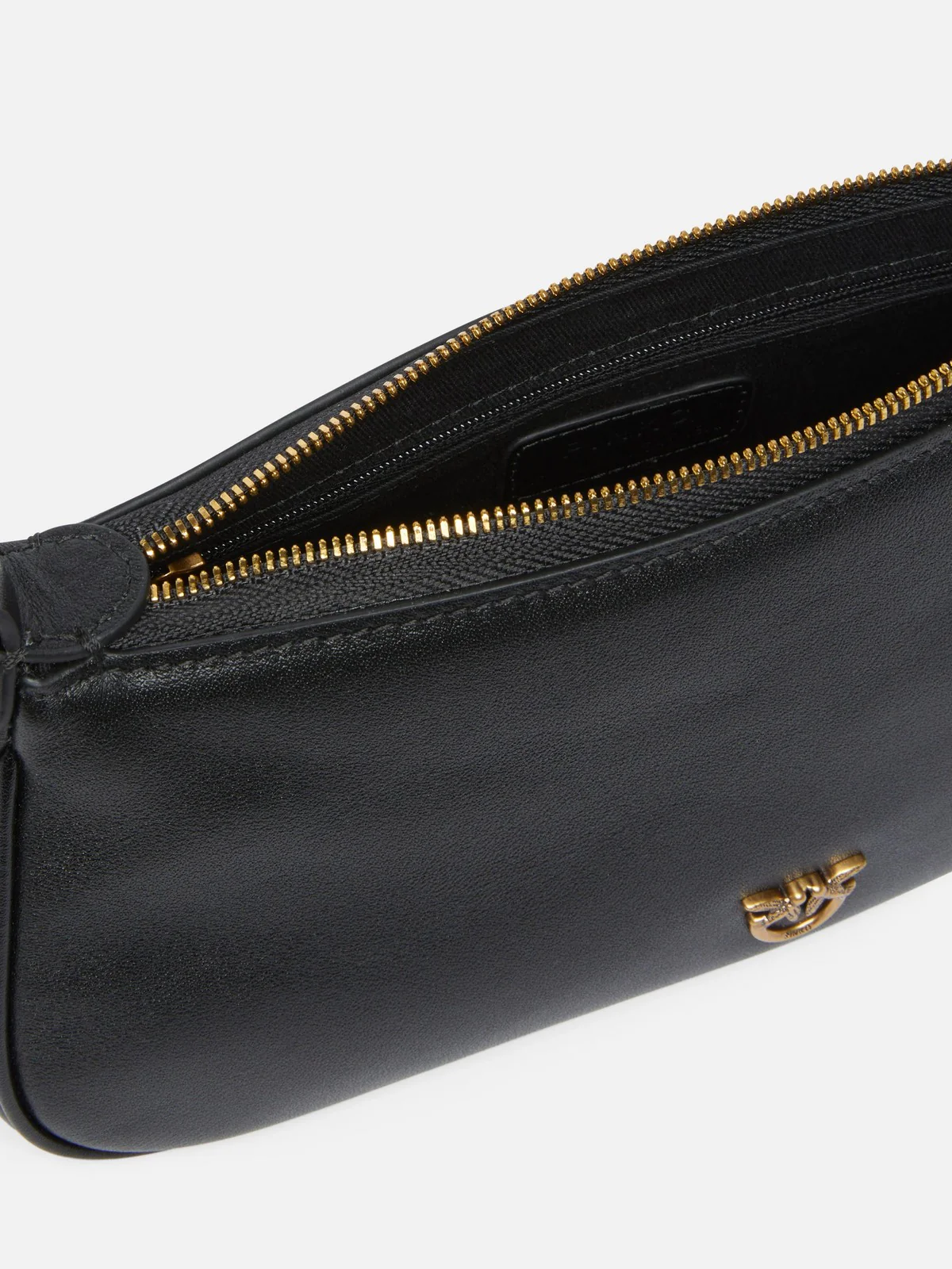 PINKO Borsa Donna HALF MOON HORIZONTAL MINI VITE 105069-A0QO Z99Q NERO-ANTIQUE GOLD - Image 4