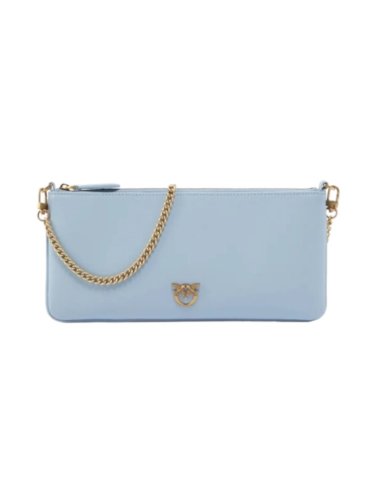 PINKO Borsa Donna Horizontal Flat Vitello Seta 102747-A0F1 E57Q LIGHT BLUE-ANTIQUE GOLD