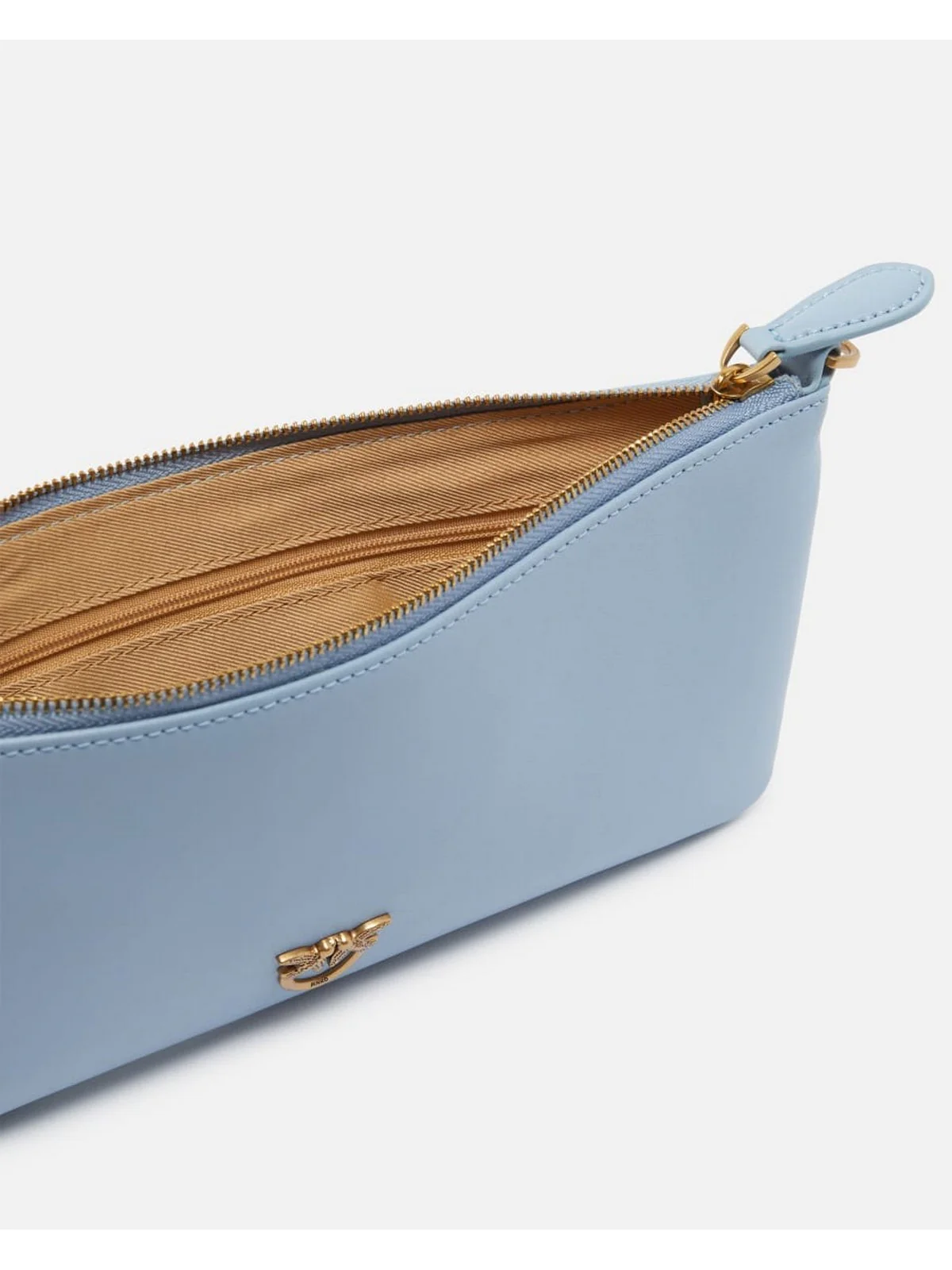 PINKO Borsa Donna Horizontal Flat Vitello Seta 102747-A0F1 E57Q LIGHT BLUE-ANTIQUE GOLD - Image 3