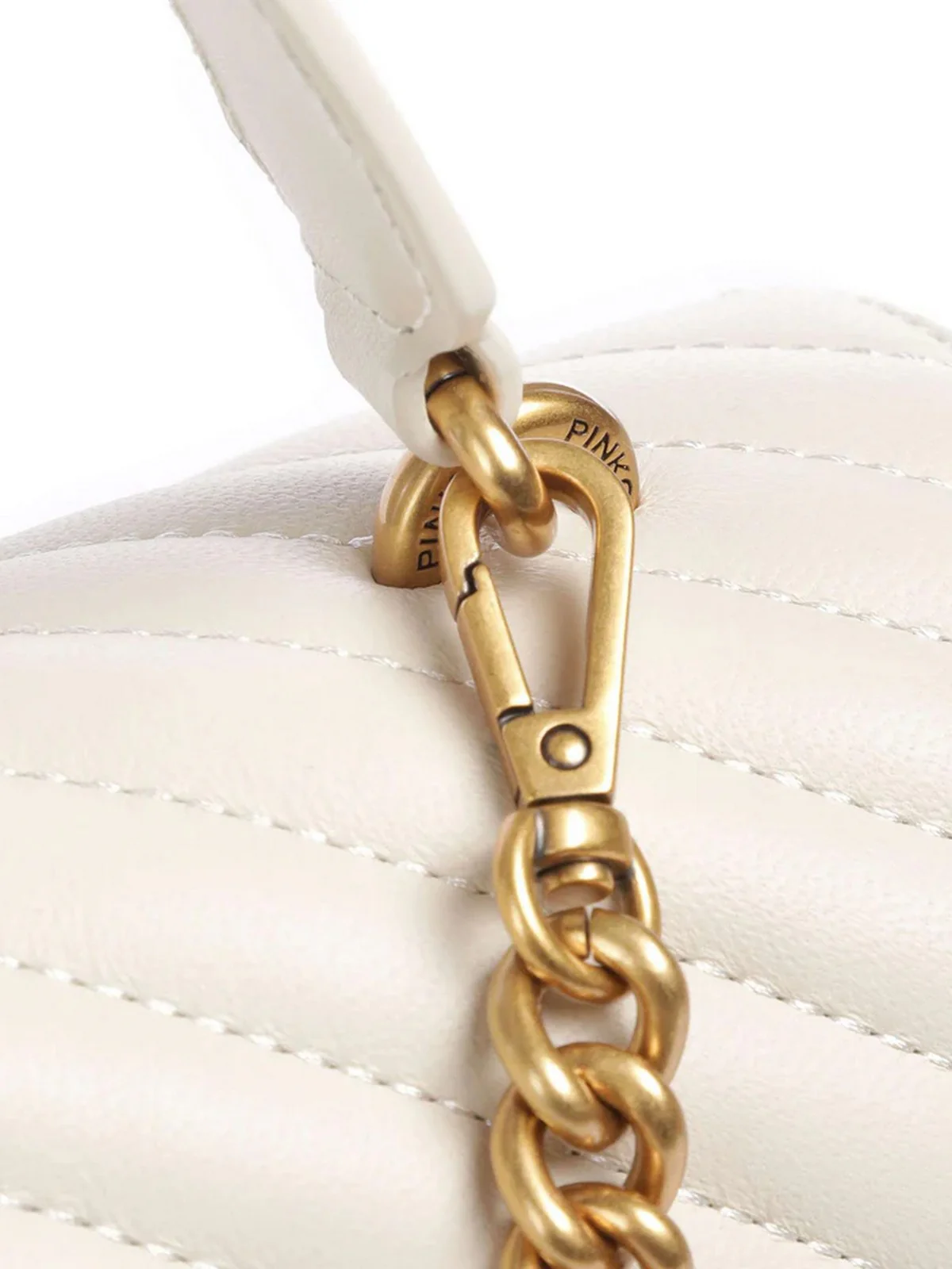 PINKO Borsa Donna LOVE LADY PUFF CLASSIC CL SHEE 100043-A0GK Z14Q BIANCO SETA-ANTIQUE GOLD - Image 3