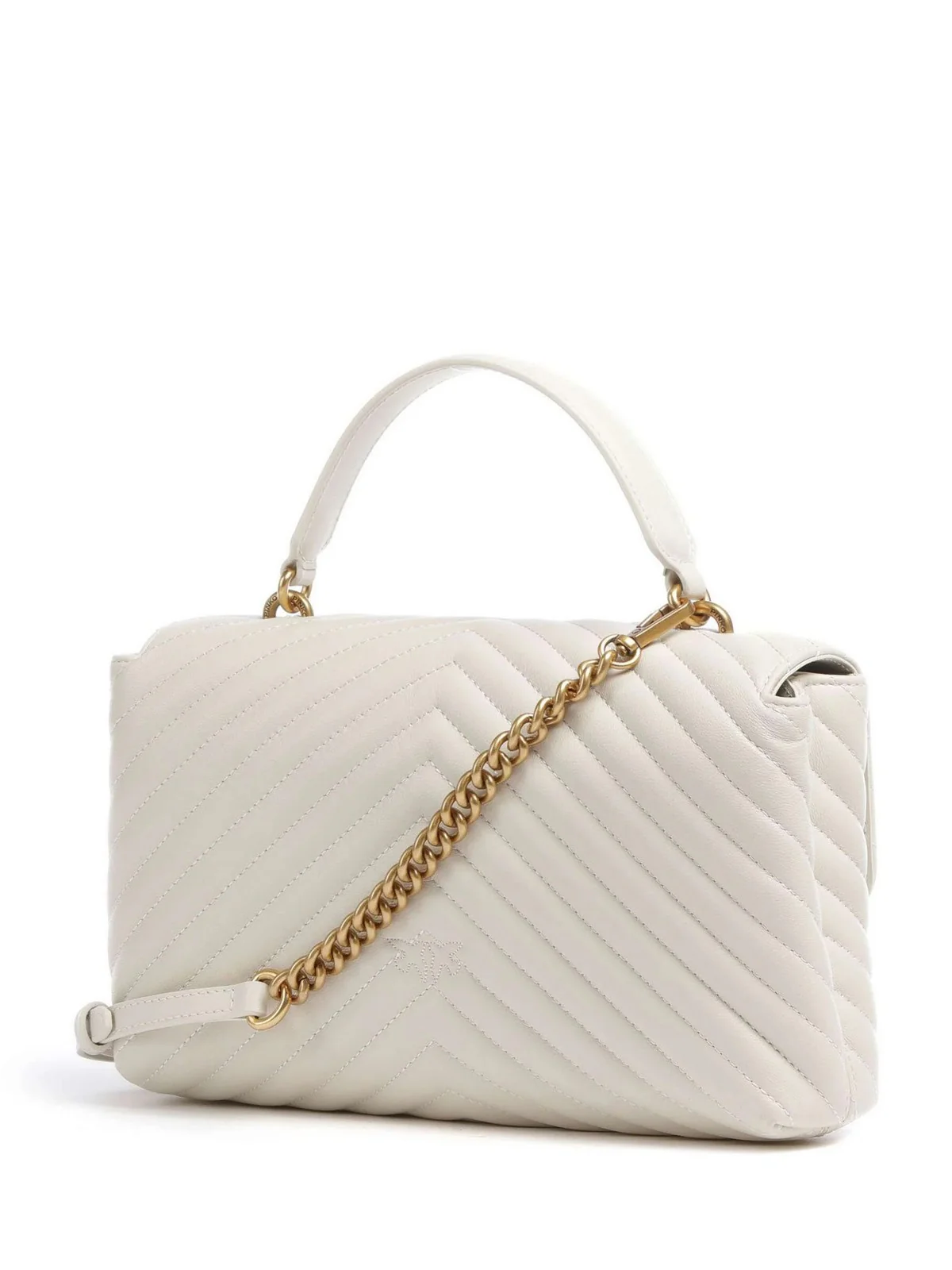 PINKO Borsa Donna LOVE LADY PUFF CLASSIC CL SHEE 100043-A0GK Z14Q BIANCO SETA-ANTIQUE GOLD - Image 5