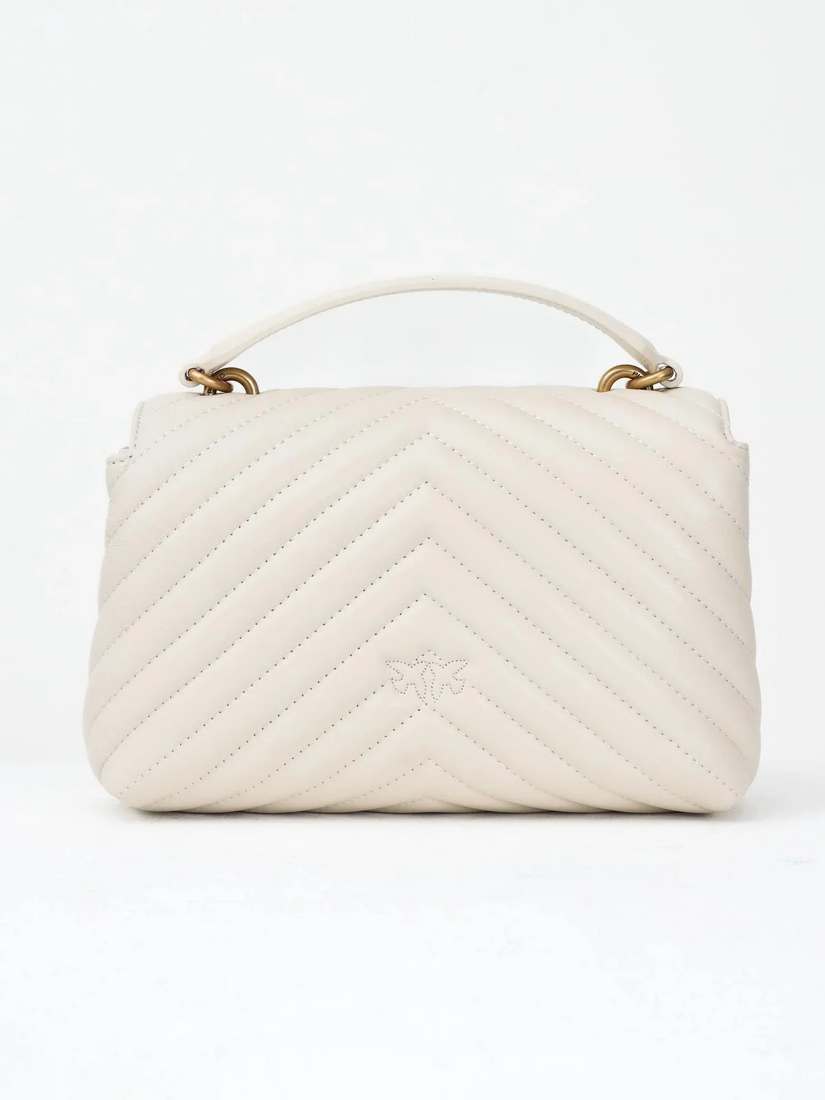 PINKO Borsa Donna LOVE LADY PUFF MINI CL SHEEP N 100044-A0GK Z14Q BIANCO SETA-ANTIQUE GOLD - Image 4