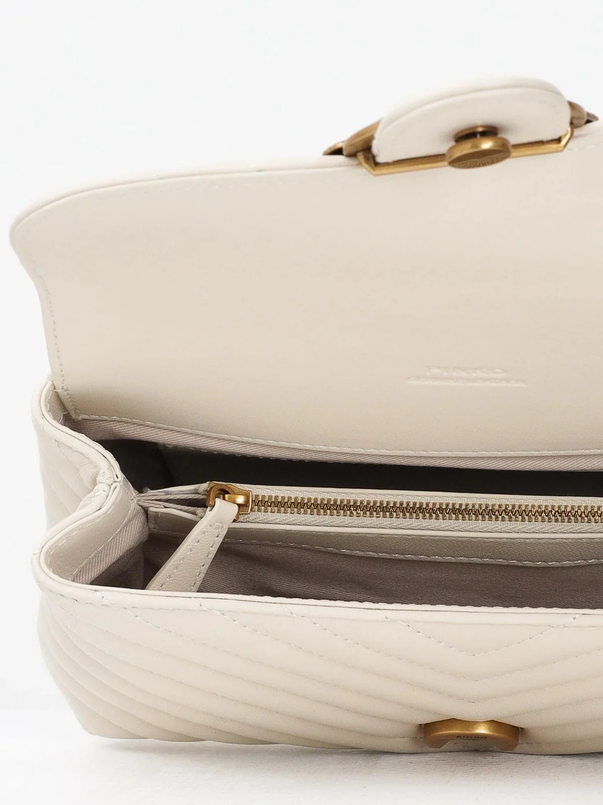 PINKO Borsa Donna LOVE LADY PUFF MINI CL SHEEP N 100044-A0GK Z14Q BIANCO SETA-ANTIQUE GOLD - Image 5