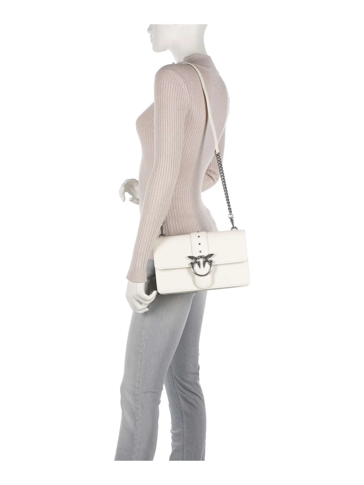 PINKO Borsa Donna Love one classic 100053-A0F1 Z14O Bianco - Image 2