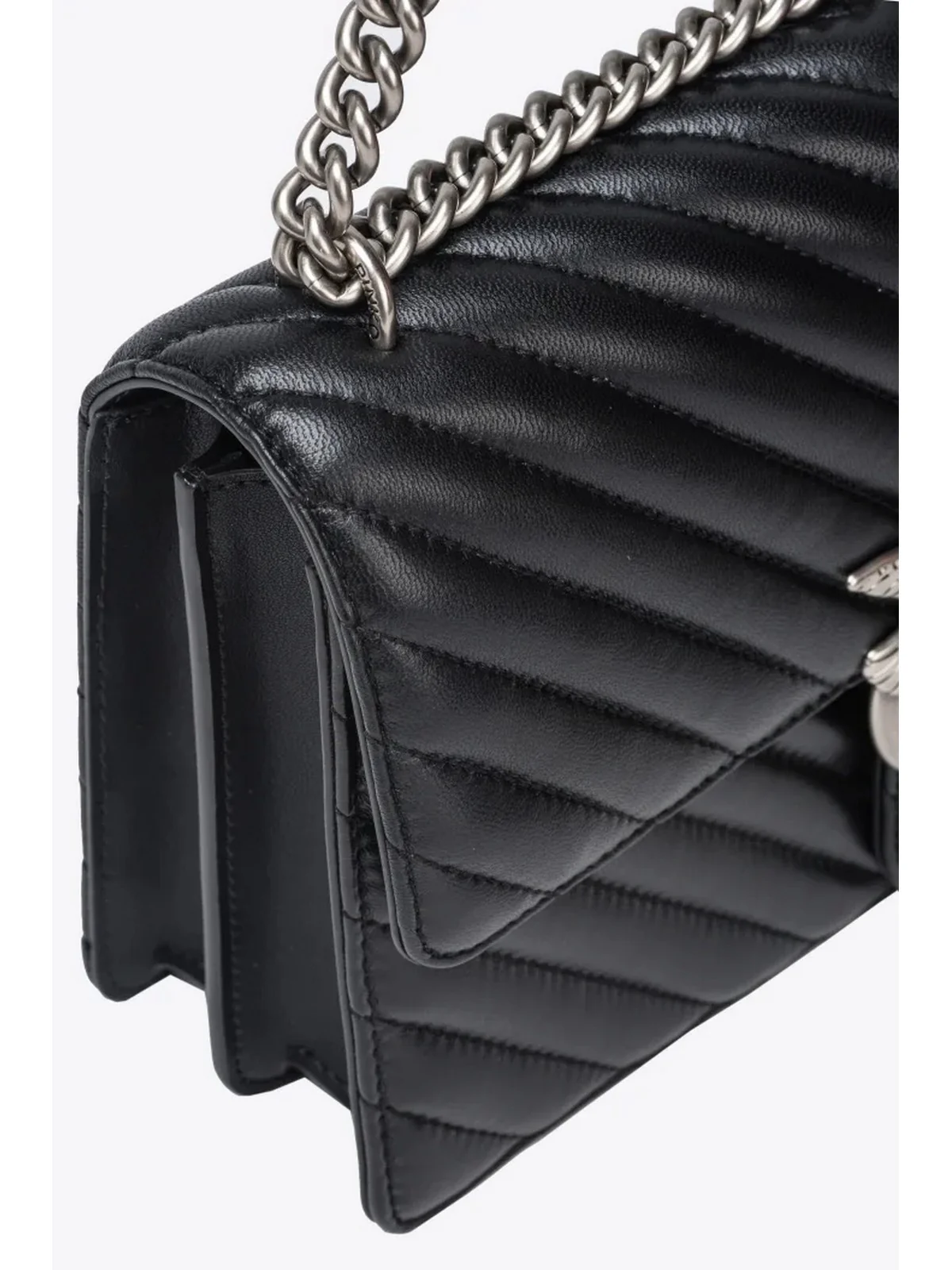 PINKO Borsa Donna Love one classic 100941-A0GK Z99O NERO-OLD SILVER - Image 3