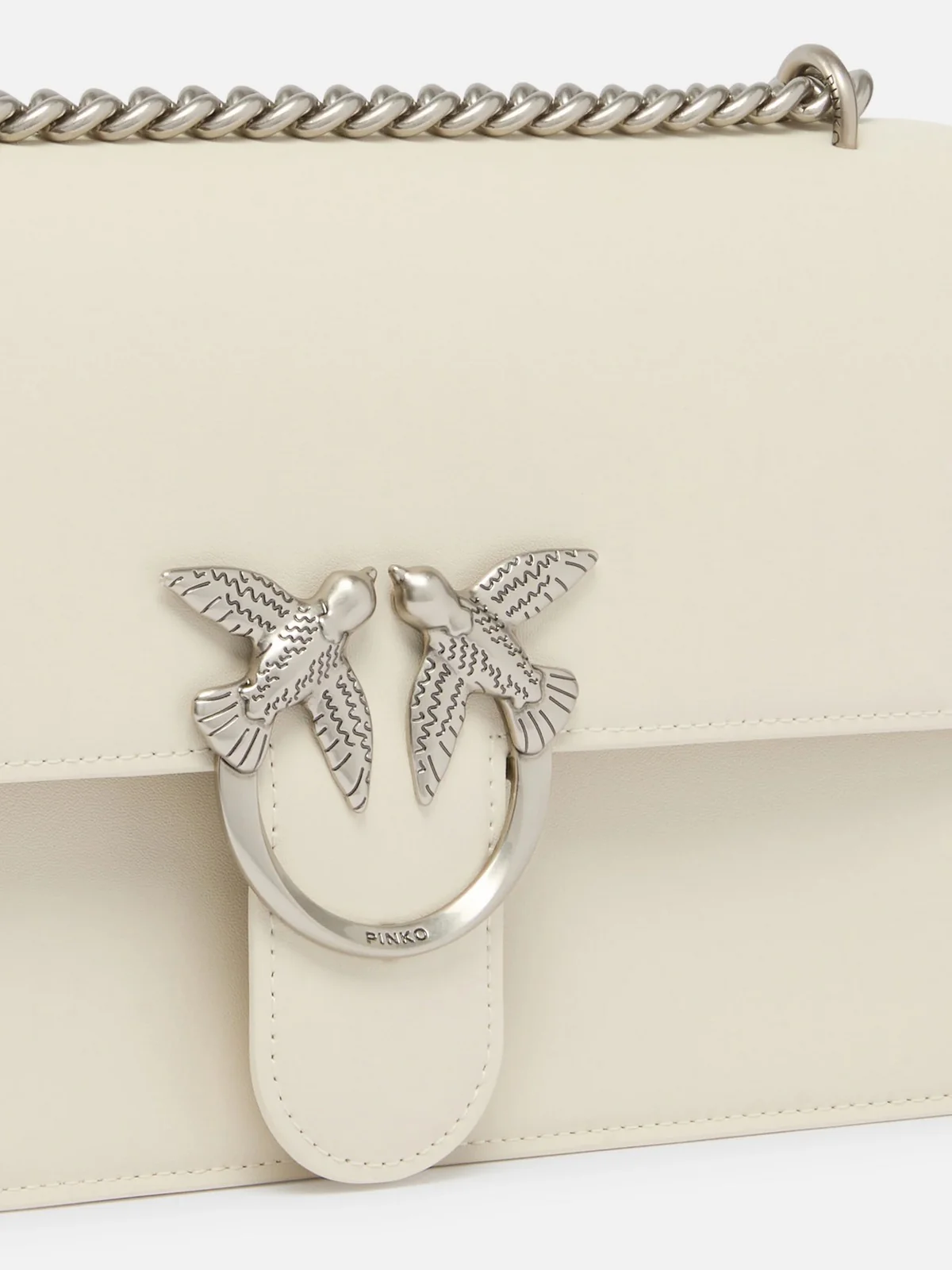 PINKO Borsa Donna Love One Classic Dc Vitello Se 100941-A0F1 Z14O BIANCO SETA-OLD SILVER - Image 3