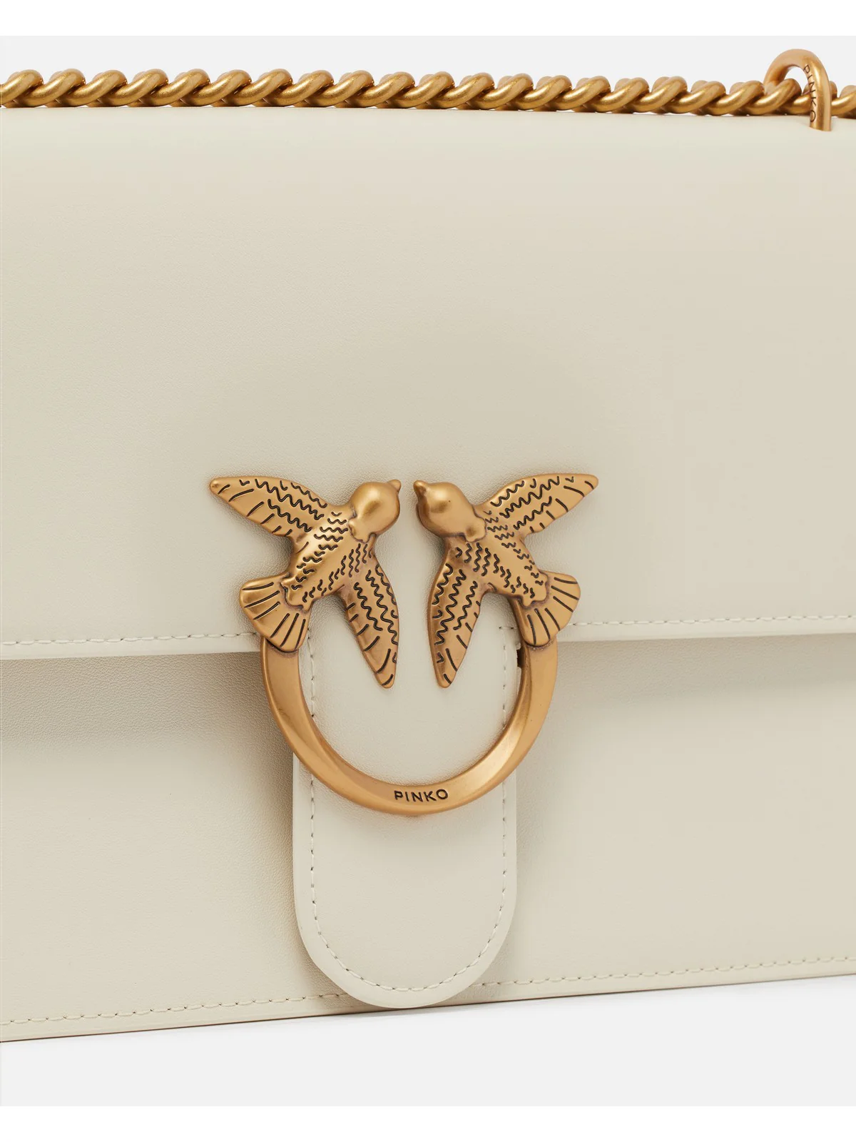 PINKO Borsa Donna Love One Classic Dc Vitello Se 100941-A0F1 Z14Q BIANCO SETA-ANTIQUE GOLD - Image 2
