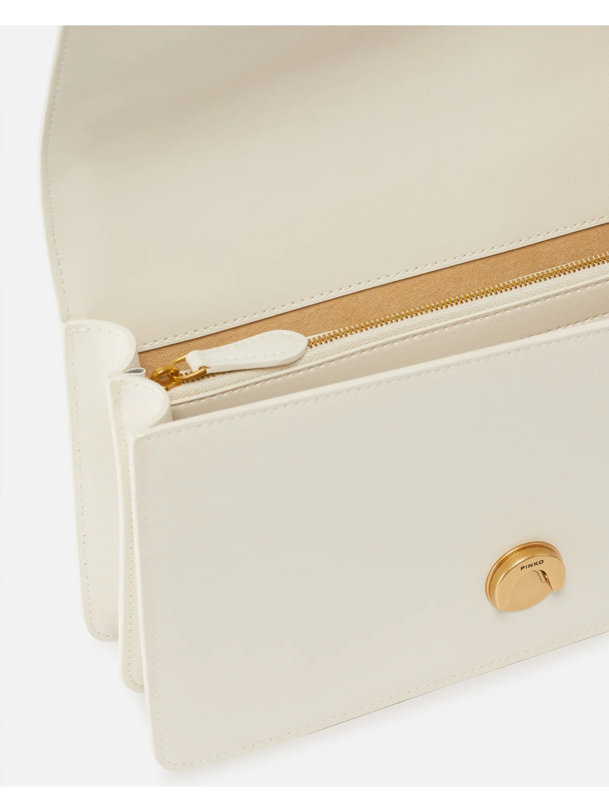 PINKO Borsa Donna Love One Classic Dc Vitello Se 100941-A0F1 Z14Q BIANCO SETA-ANTIQUE GOLD - Image 3