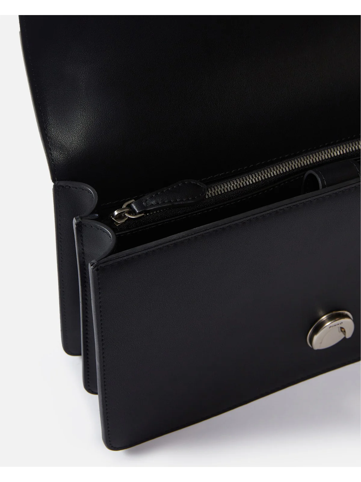 PINKO Borsa Donna Love One Classic Dc Vitello Se 100941-A0F1 Z99O NERO-OLD SILVER - Image 4