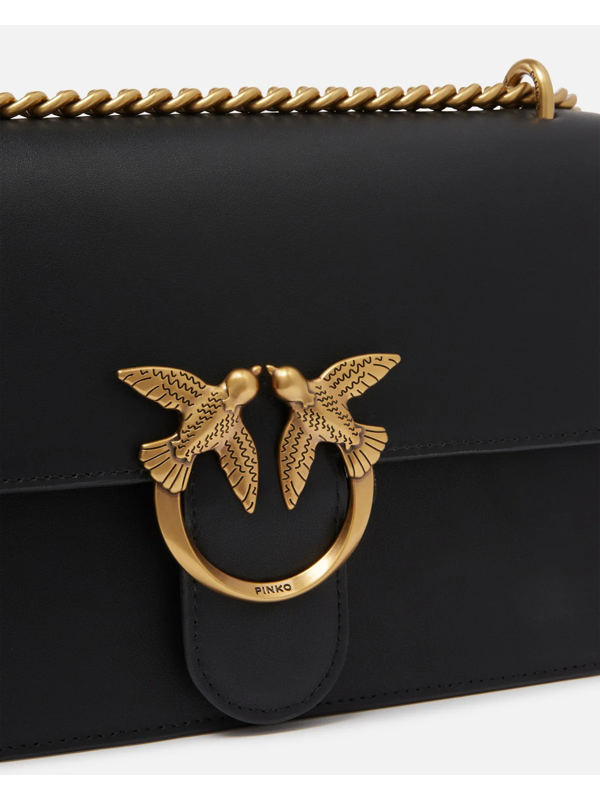 PINKO Borsa Donna Love One Classic Dc Vitello Se 100941-A0F1 Z99Q NERO-ANTIQUE GOLD - Image 2