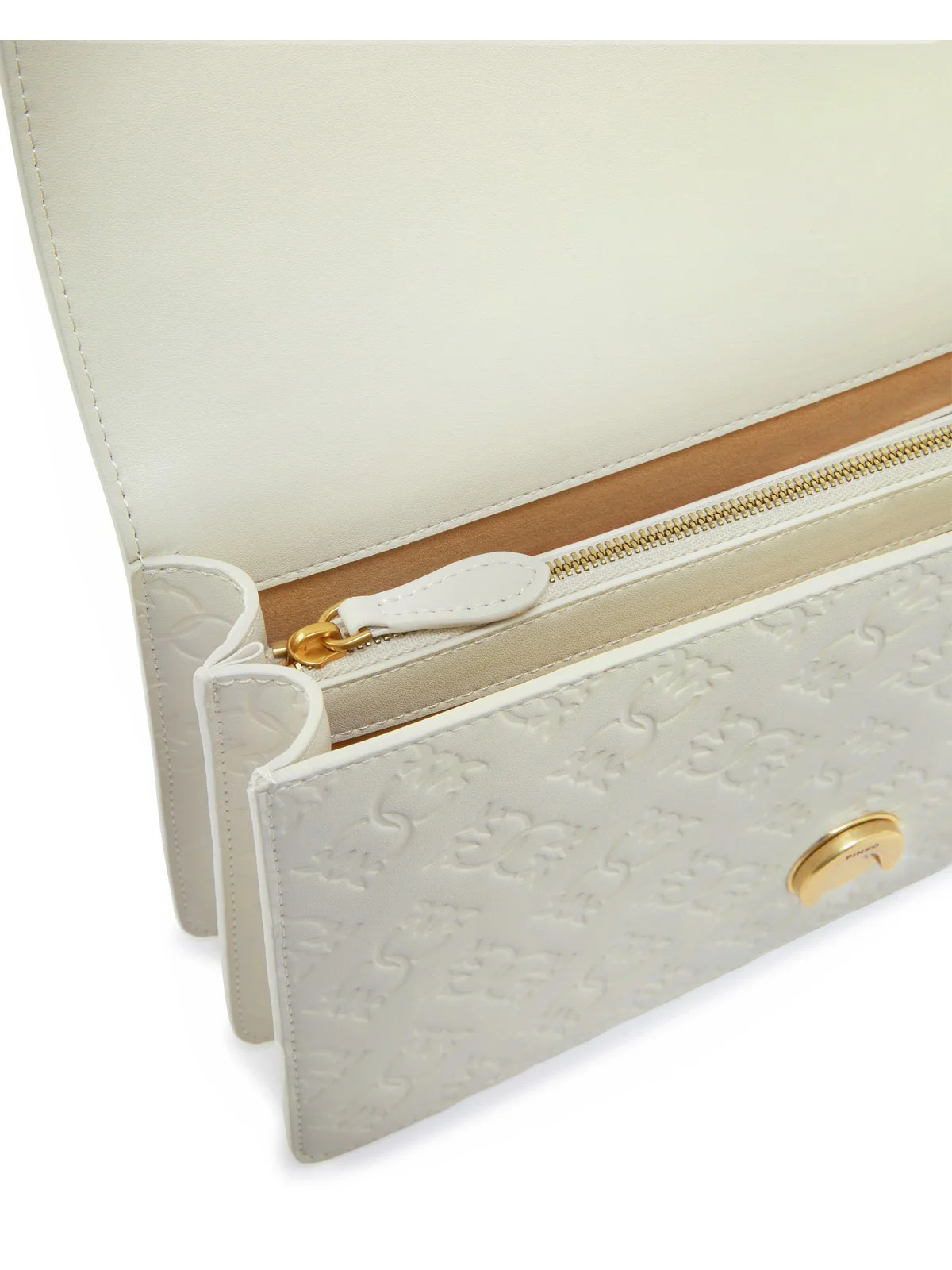 PINKO Borsa Donna Love One Classic Dc Vitello Se 100941-A1YB Z14Q BIANCO SETA-ANTIQUE GOLD - Image 4