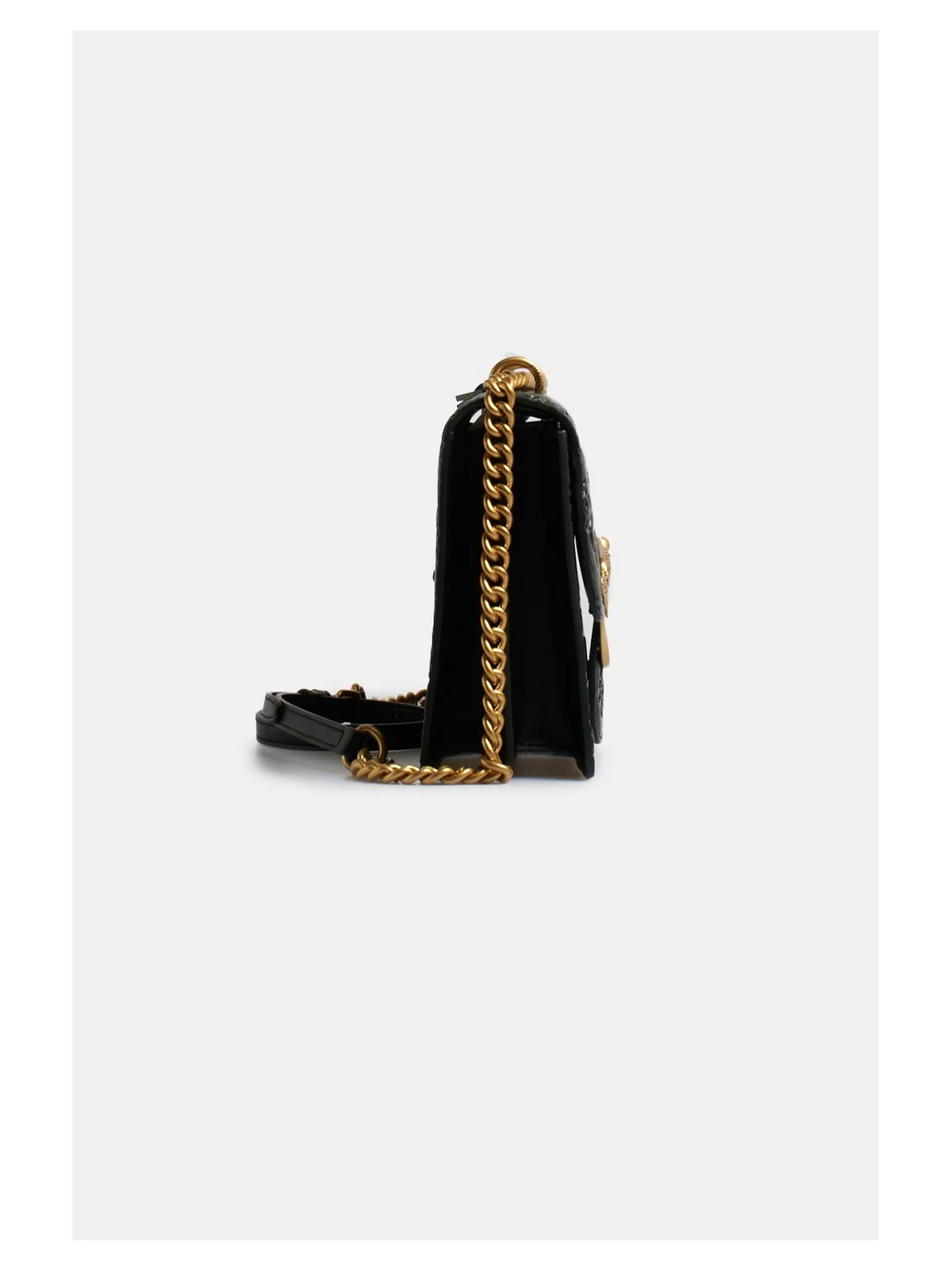 PINKO Borsa Donna Love One Classic Dc Vitello Se 100941-A1YB Z99Q NERO-ANTIQUE GOLD - Image 3