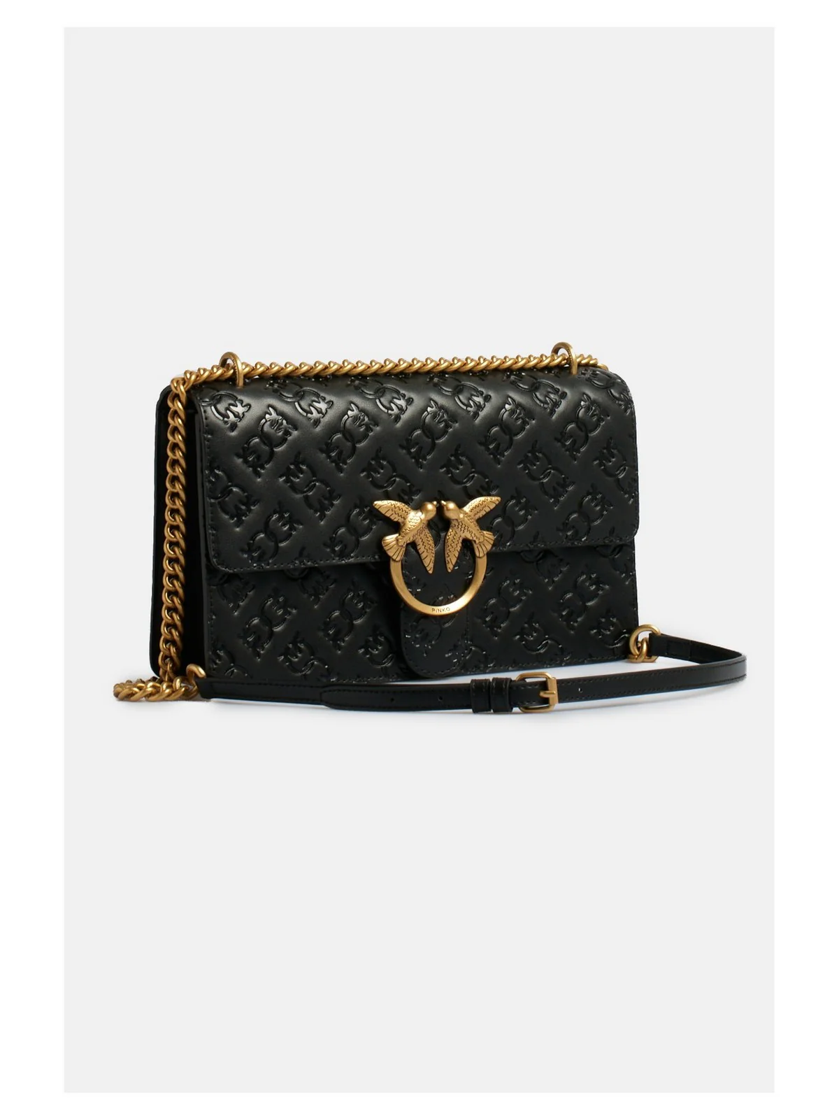 PINKO Borsa Donna Love One Classic Dc Vitello Se 100941-A1YB Z99Q NERO-ANTIQUE GOLD - Image 5