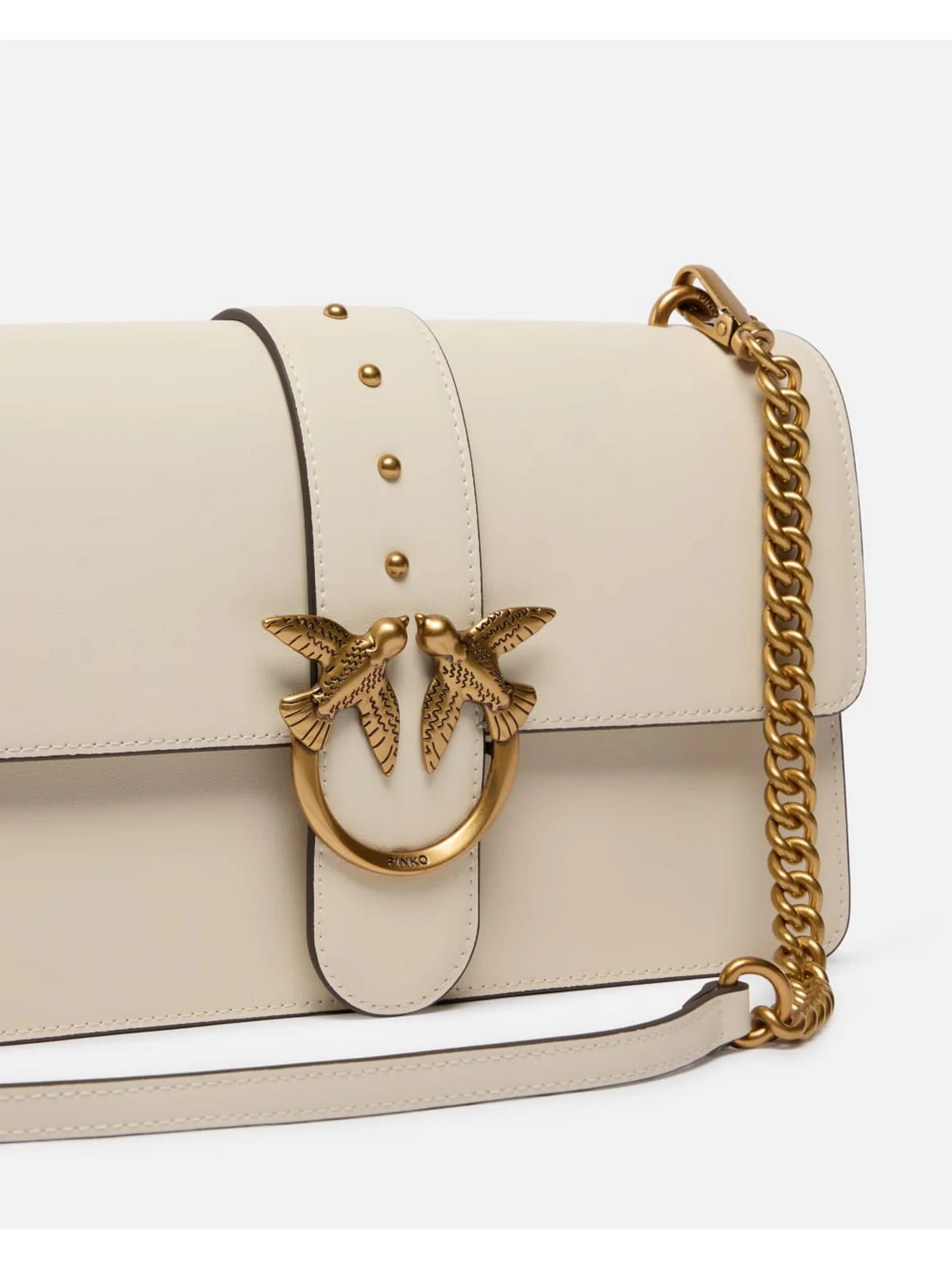 PINKO Borsa Donna LOVE ONE CLASSIC ST. CL 105857-A0F1 Z14Q BIANCO SETA-ANTIQUE GOLD - Image 4
