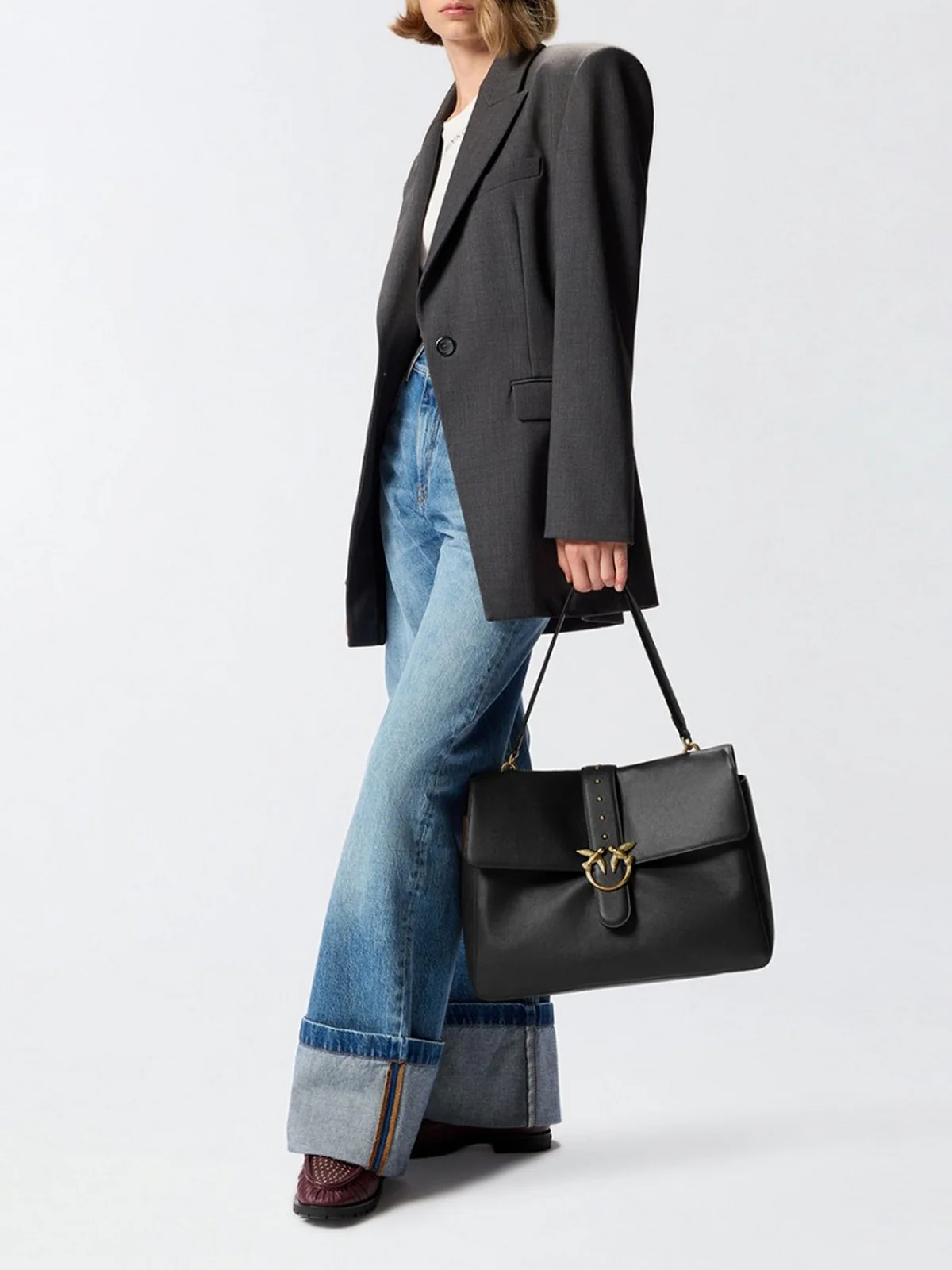 PINKO Borsa Donna LOVE ONE EXTRA SLOUCHY VITELLO 105067-A0QO Z99Q NERO-ANTIQUE GOLD - Image 2