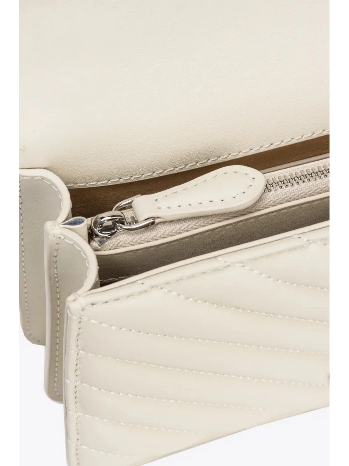PINKO Borsa Donna Love one mini 100074-A0GK Z14O BIANCO SETA-OLD SILVER - Image 5