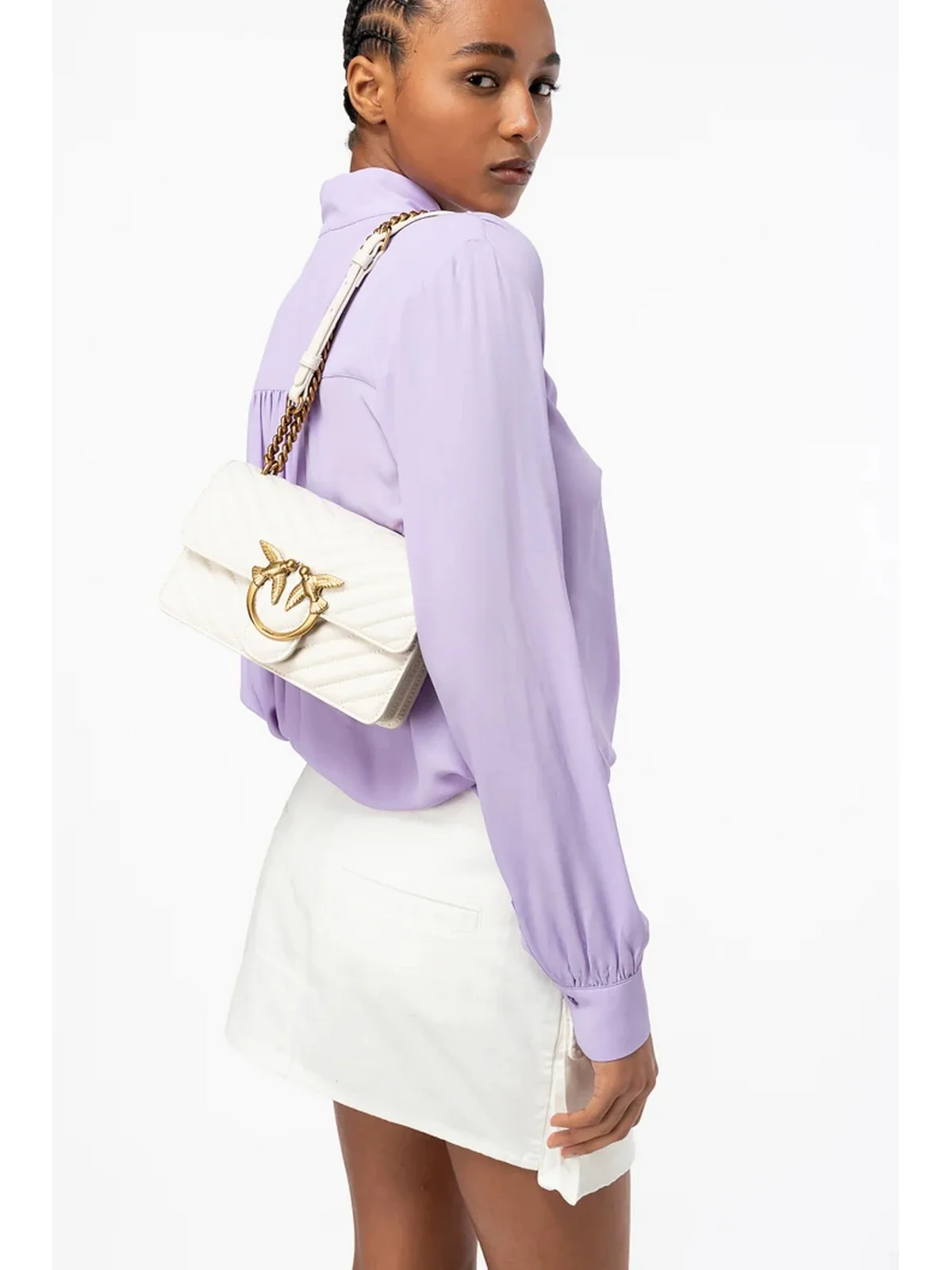 PINKO Borsa Donna Love one mini 100074-A0GK Z14Q Bianco - Image 6