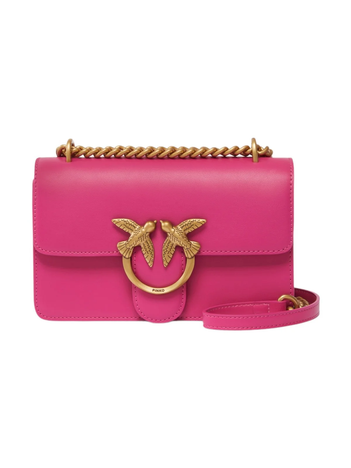 PINKO Borsa Donna Love One Mini Dc Vitello Seta 100074-A0F1 N17Q BARBABIETOLA CH-ANTIQUE GOLD