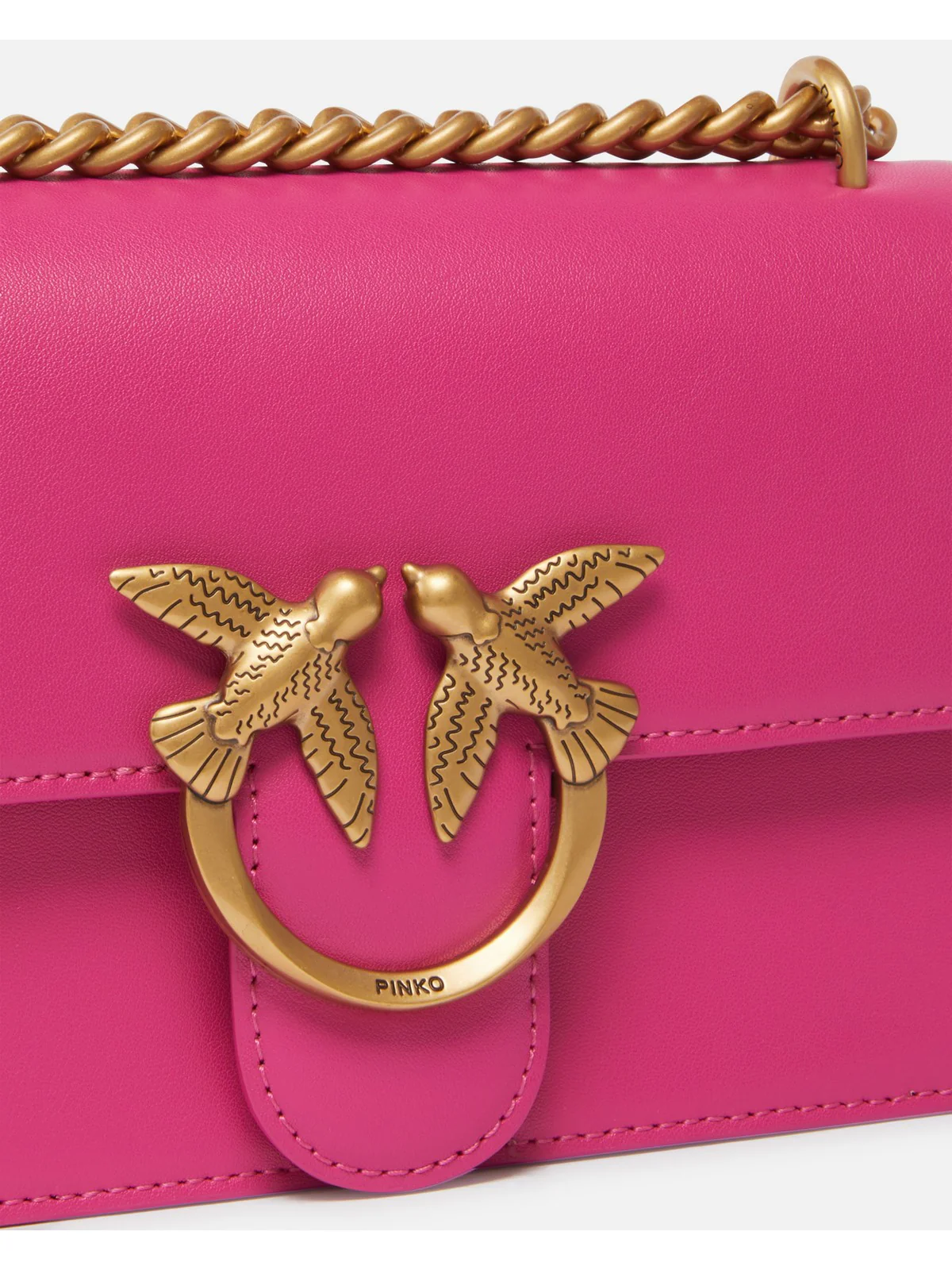 PINKO Borsa Donna Love One Mini Dc Vitello Seta 100074-A0F1 N17Q BARBABIETOLA CH-ANTIQUE GOLD - Image 2