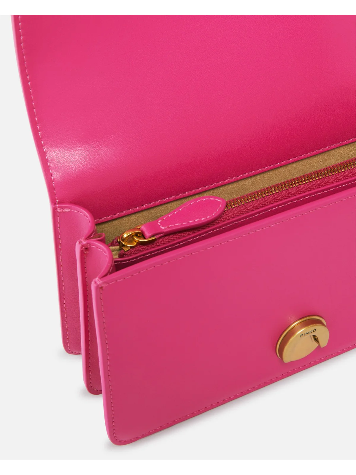 PINKO Borsa Donna Love One Mini Dc Vitello Seta 100074-A0F1 N17Q BARBABIETOLA CH-ANTIQUE GOLD - Image 3