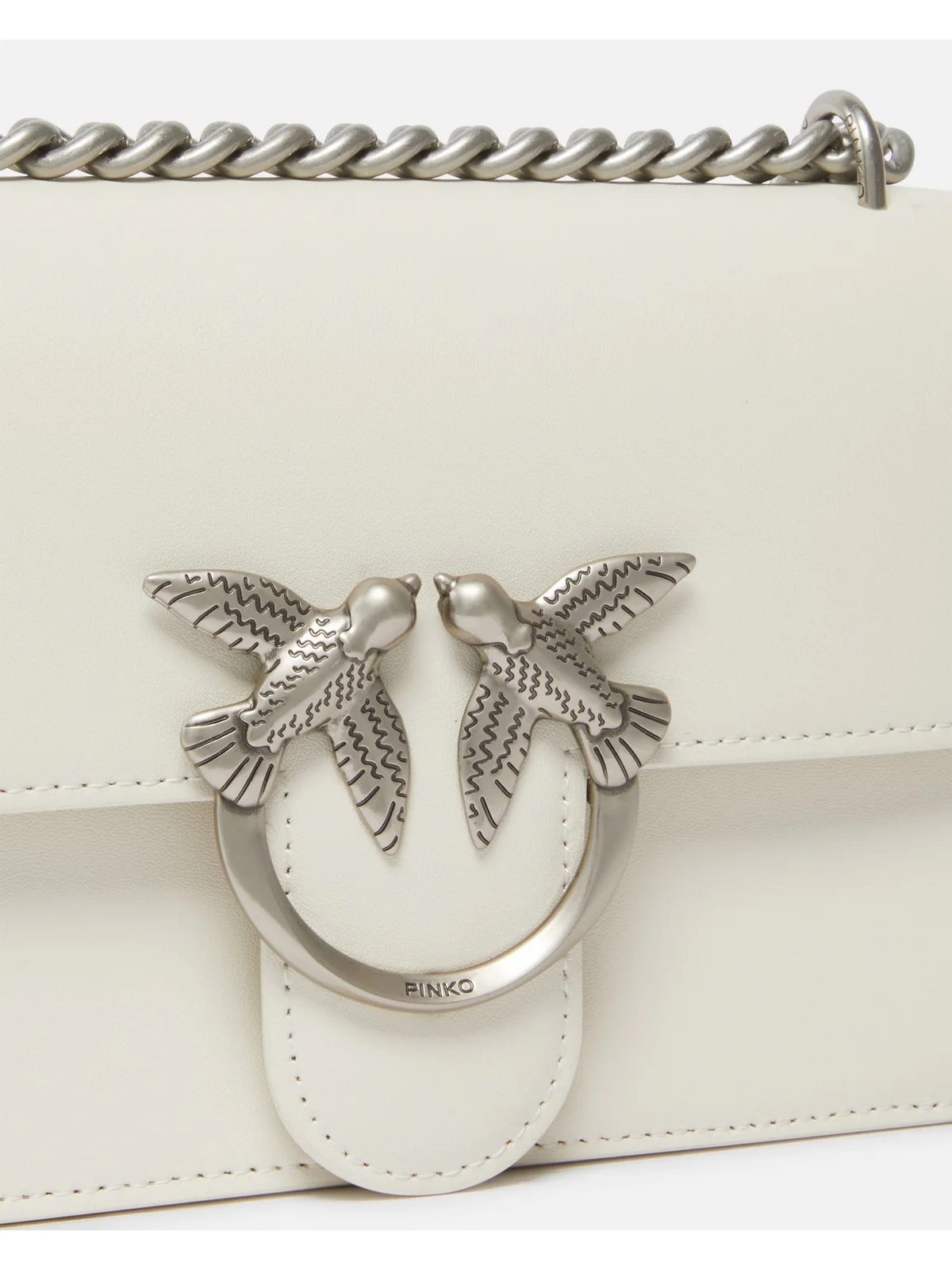 PINKO Borsa Donna Love One Mini Dc Vitello Seta 100074-A0F1 Z14O BIANCO SETA-OLD SILVER - Image 3