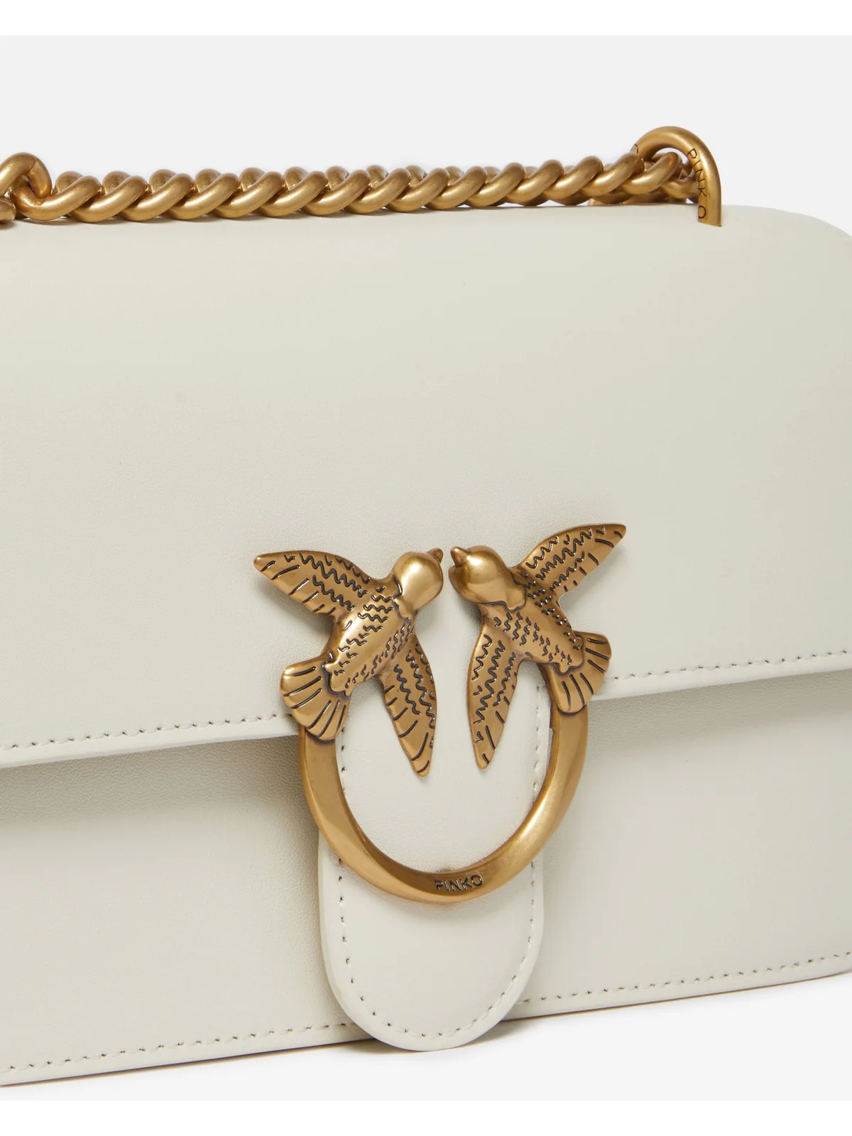 PINKO Borsa Donna Love One Mini Dc Vitello Seta 100074-A0F1 Z14Q BIANCO SETA-ANTIQUE GOLD - Image 2