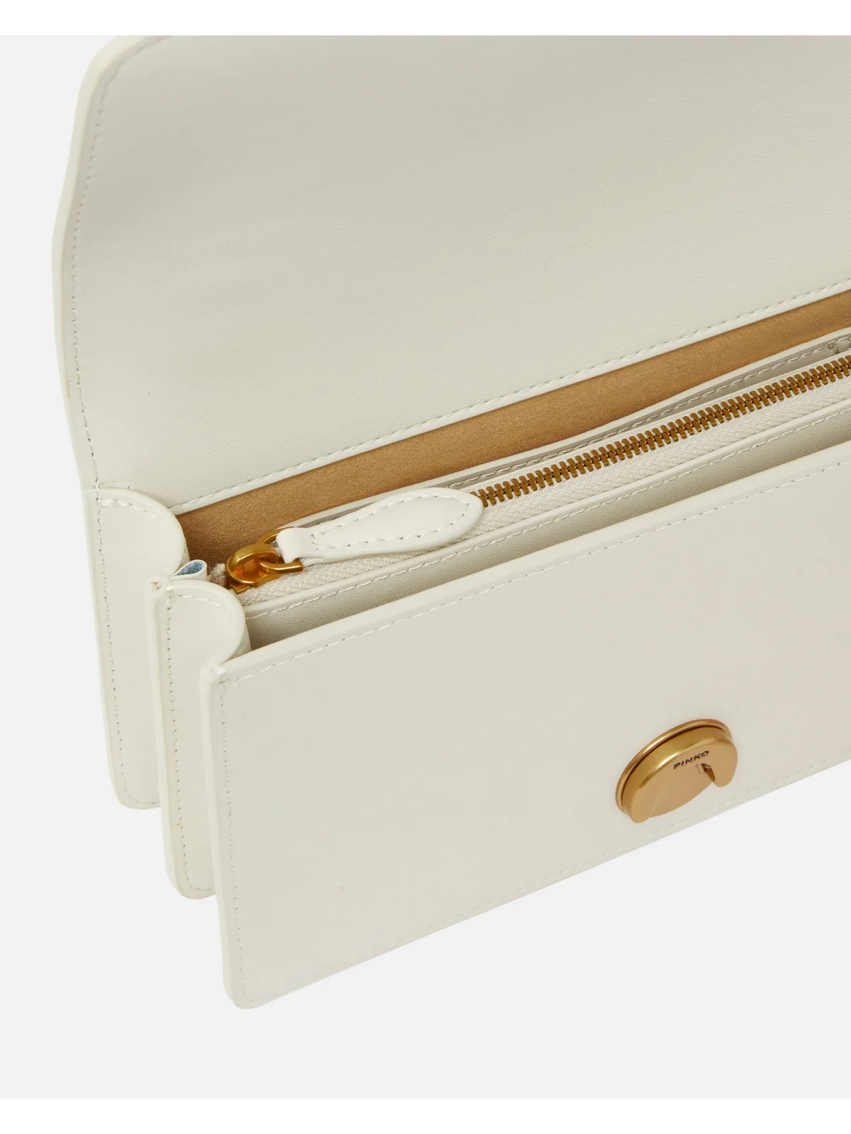 PINKO Borsa Donna Love One Mini Dc Vitello Seta 100074-A0F1 Z14Q BIANCO SETA-ANTIQUE GOLD - Image 3