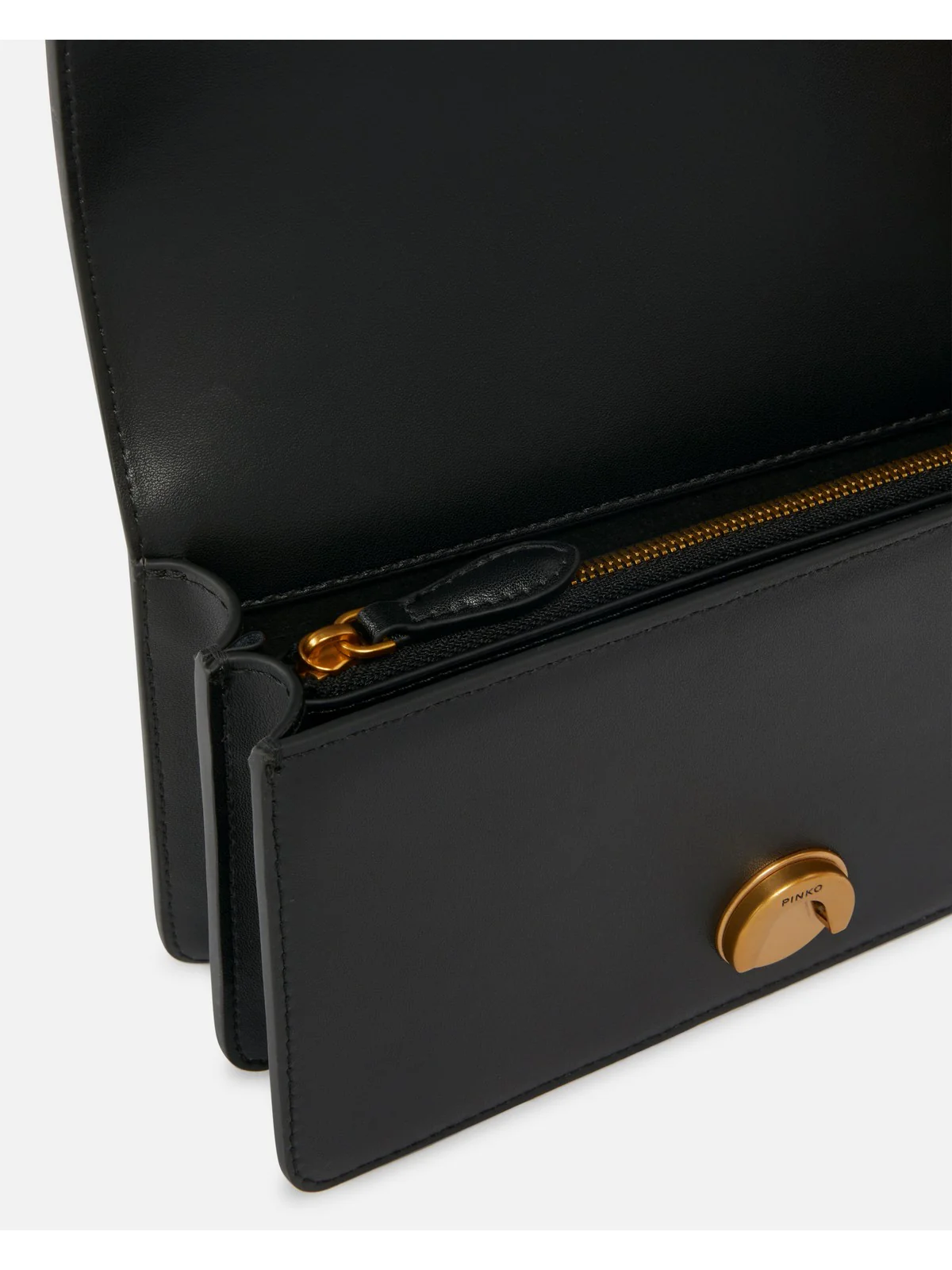 PINKO Borsa Donna Love One Mini Dc Vitello Seta 100074-A0F1 Z99Q NERO-ANTIQUE GOLD - Image 3