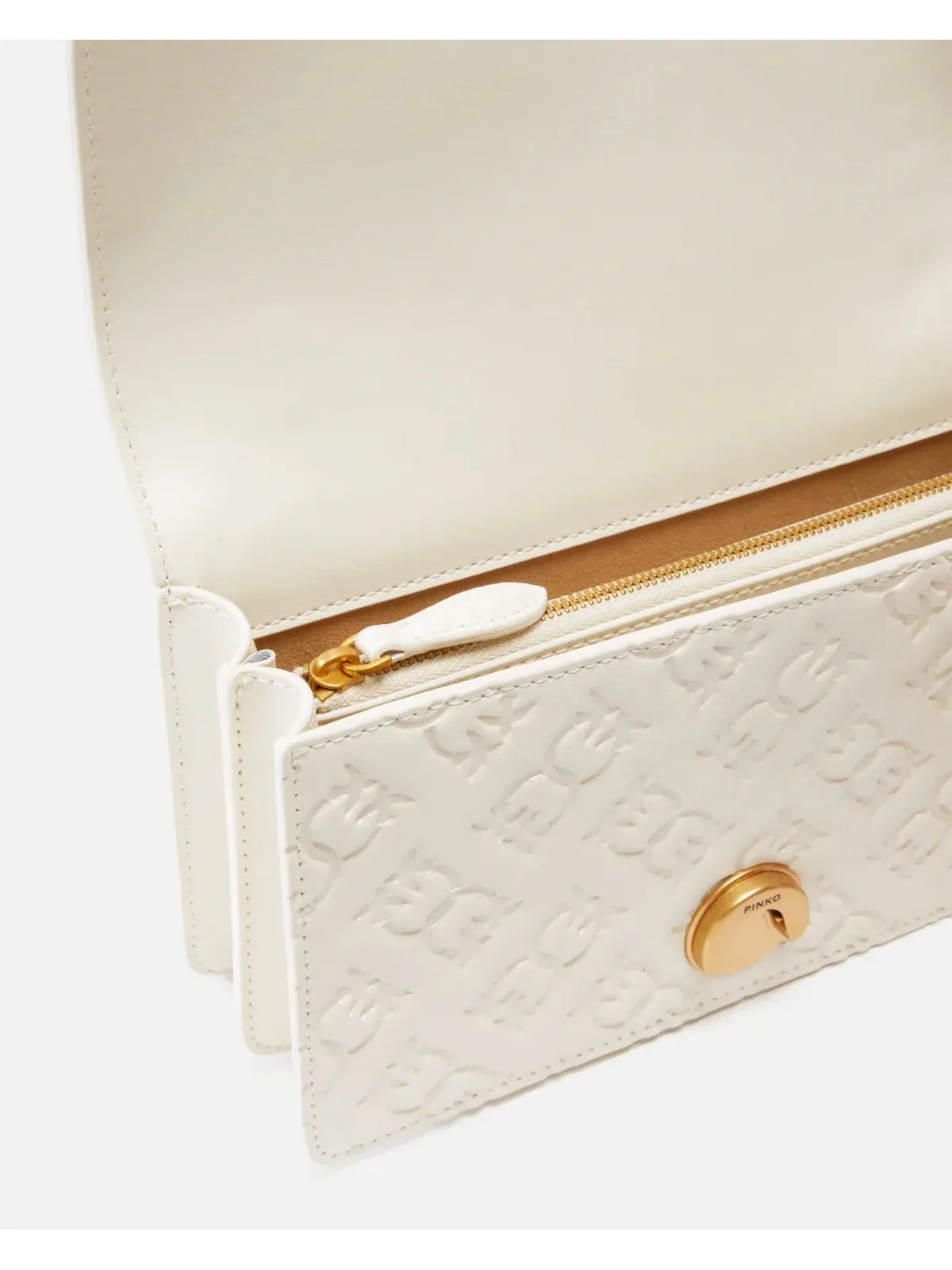 PINKO Borsa Donna Love One Mini Dc Vitello Seta 100074-A1YB Z14Q Bianco - Image 4