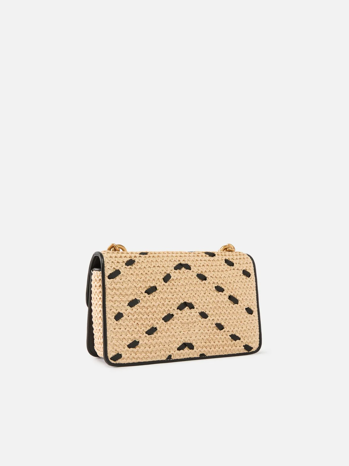 PINKO Borsa Donna LOVE ONE MINI LIGHT DC RAFIA + 104550-A1RL HZ3Q PAGLIA/NERO-ANTIQUE GOLD - Image 3