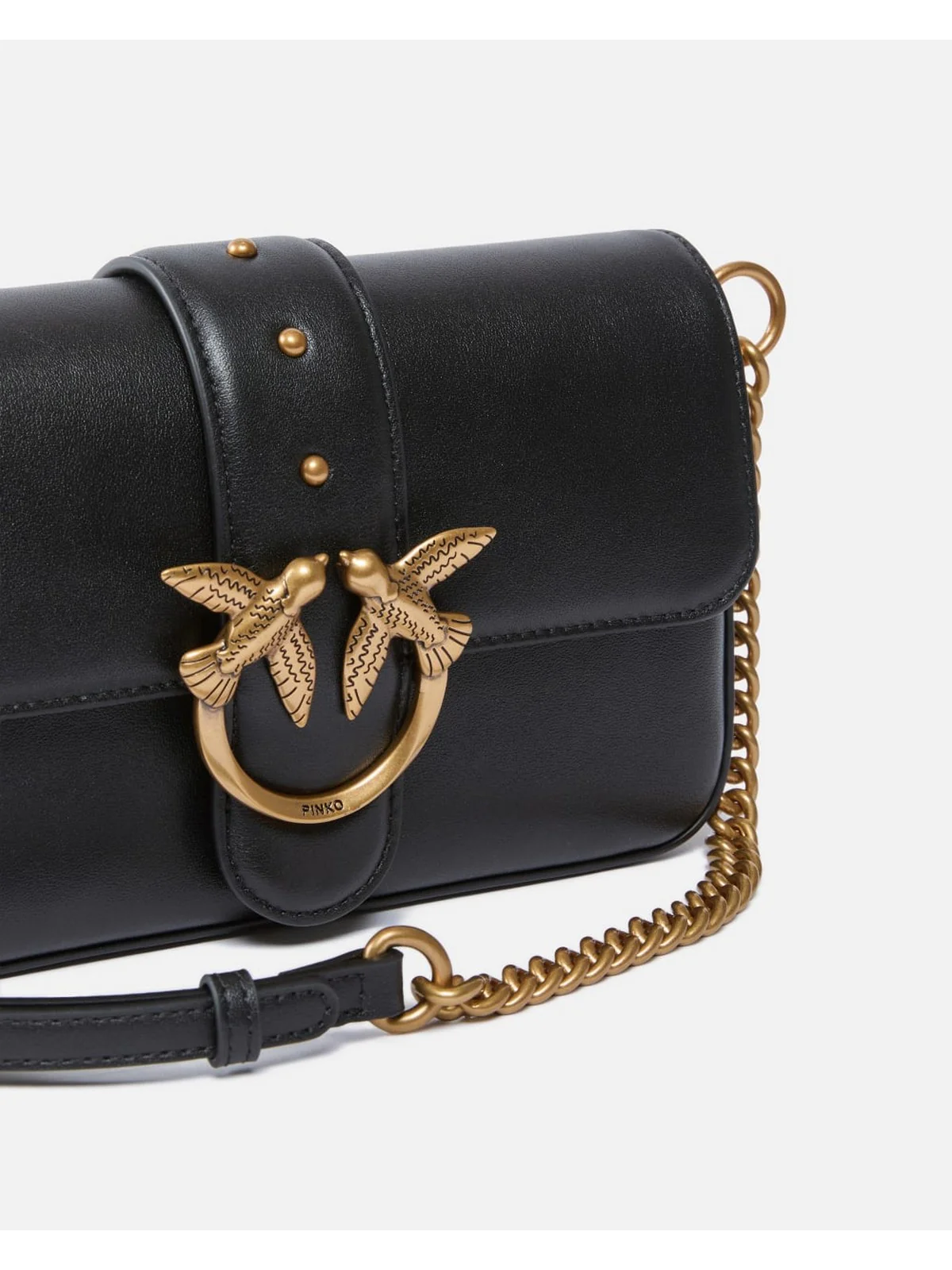 PINKO Borsa Donna LOVE ONE MINI SLOUCHY FL 104340-A0QO Z99Q NERO-ANTIQUE GOLD - Image 4