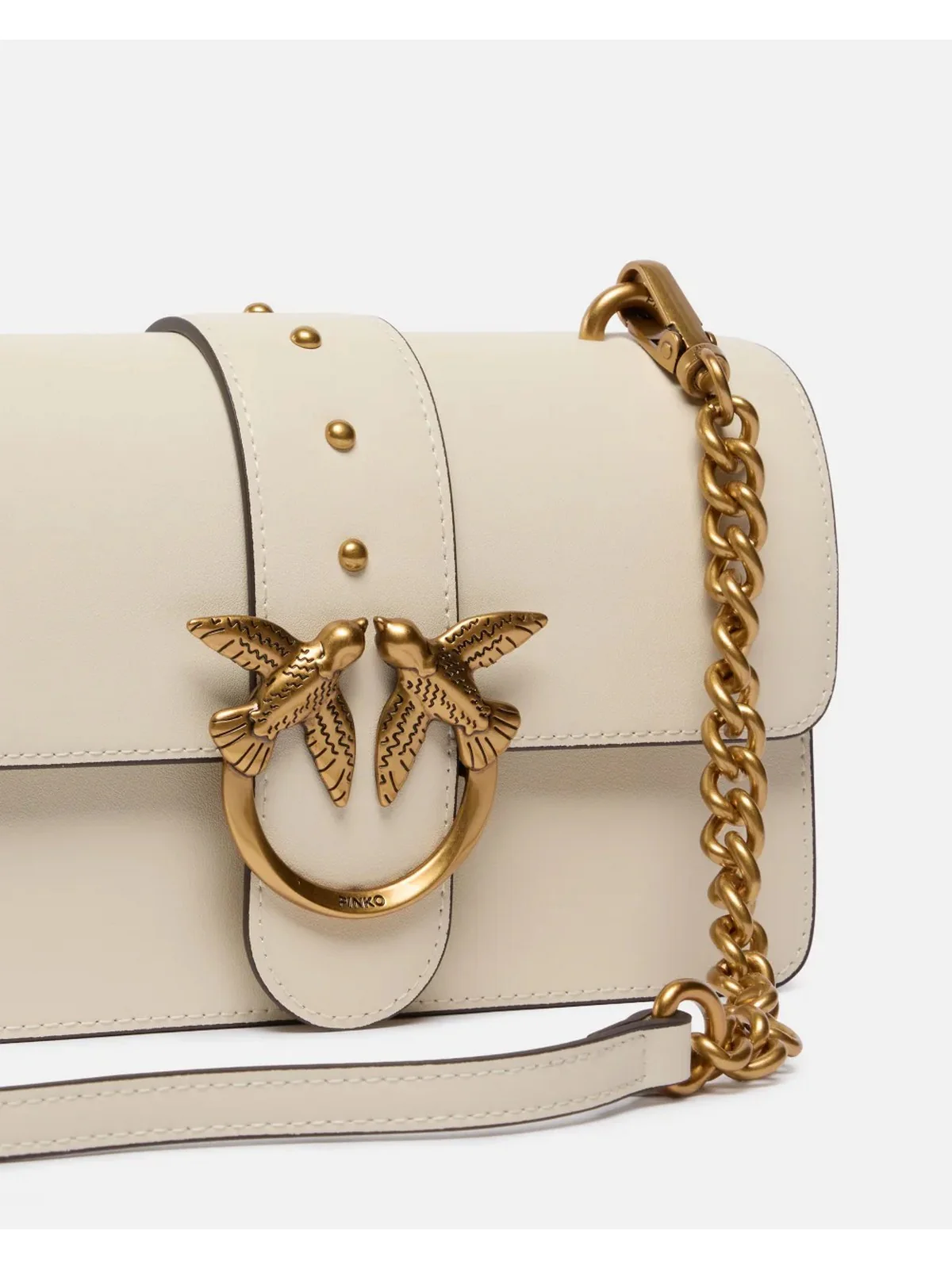 PINKO Borsa Donna LOVE ONE MINI ST. CL 105856-A0F1 Z14Q BIANCO SETA-ANTIQUE GOLD - Image 3