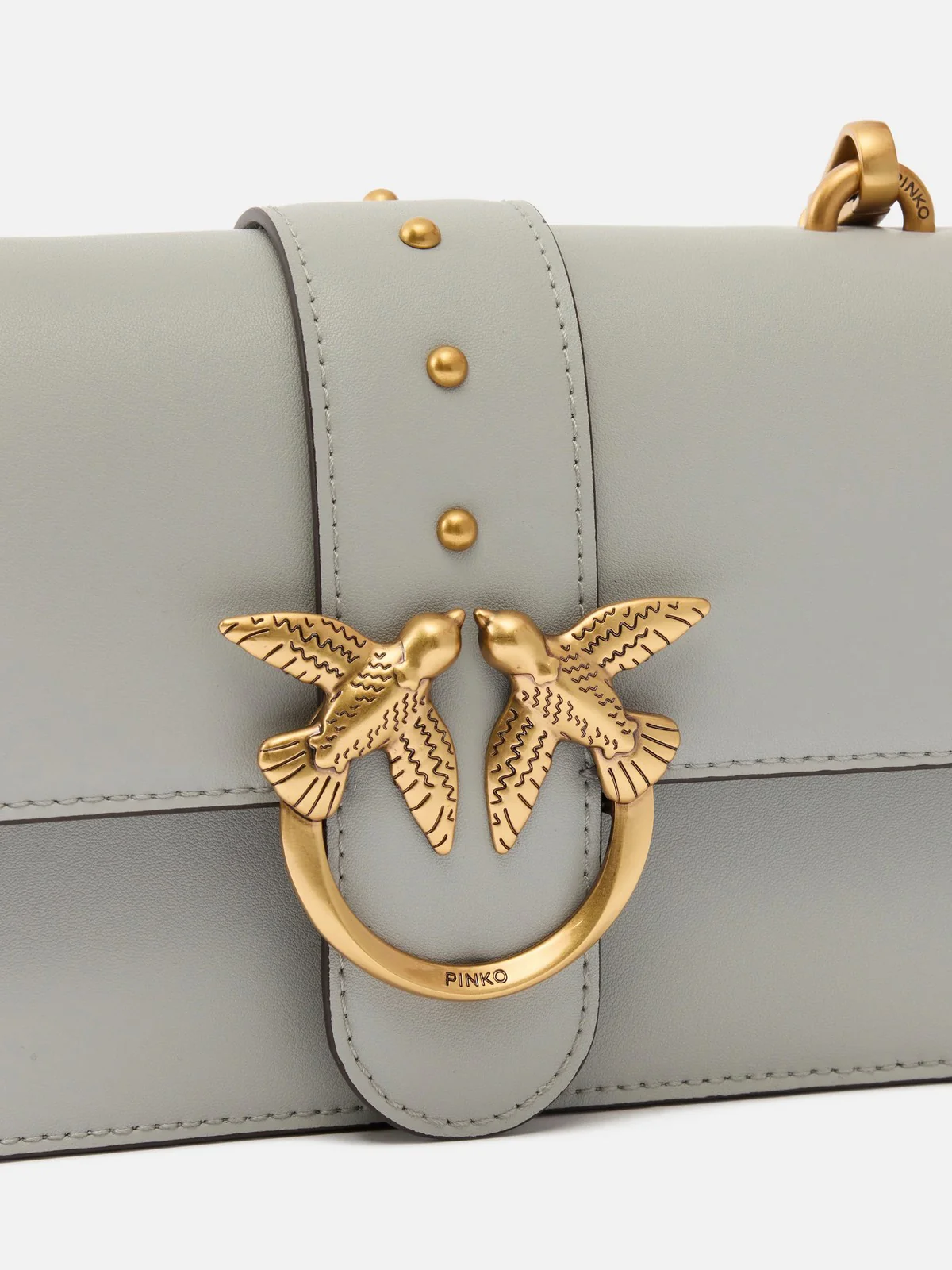 PINKO Borsa Donna LOVE ONE MINI ST. CL VITELLO S 105856-A0F1 K32Q GRIGIO PERLA-ANTIQUE GOLD - Image 3