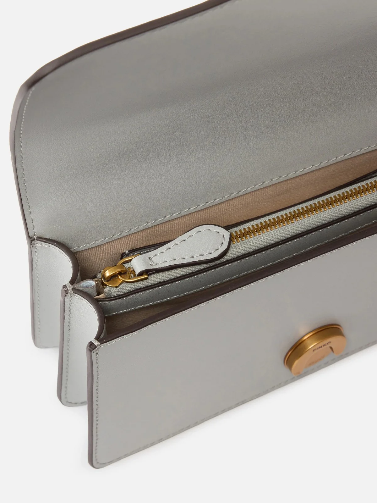 PINKO Borsa Donna LOVE ONE MINI ST. CL VITELLO S 105856-A0F1 K32Q GRIGIO PERLA-ANTIQUE GOLD - Image 4